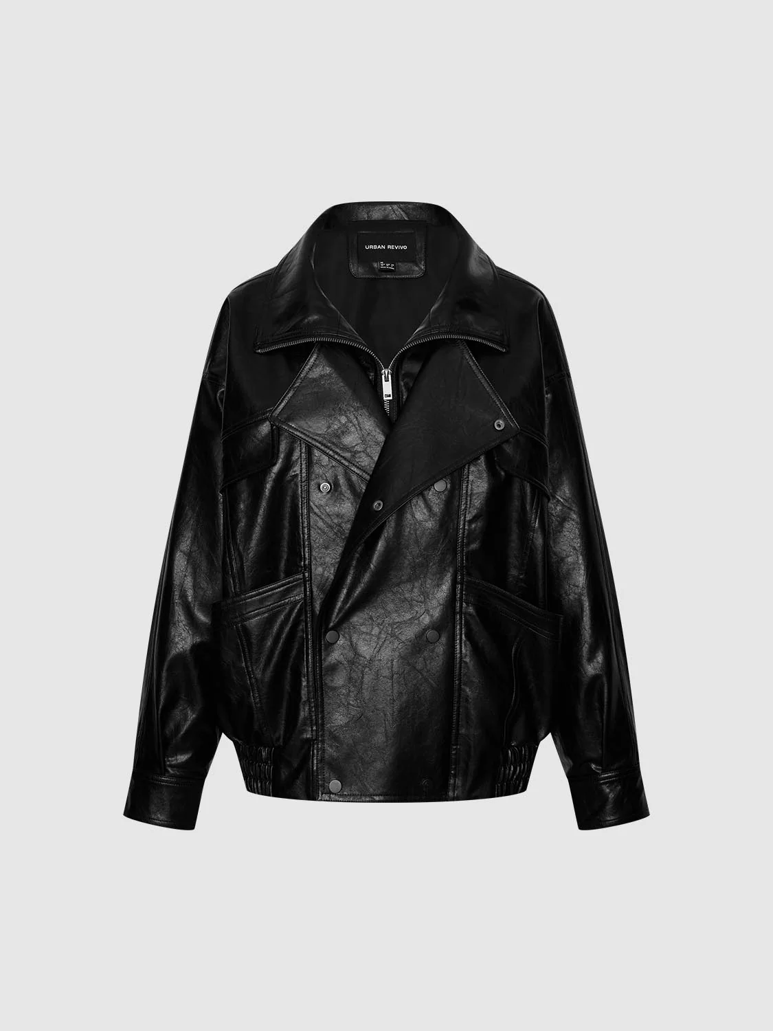 Faux Leather Double Breasted Loose Fit Jackets - Image 7