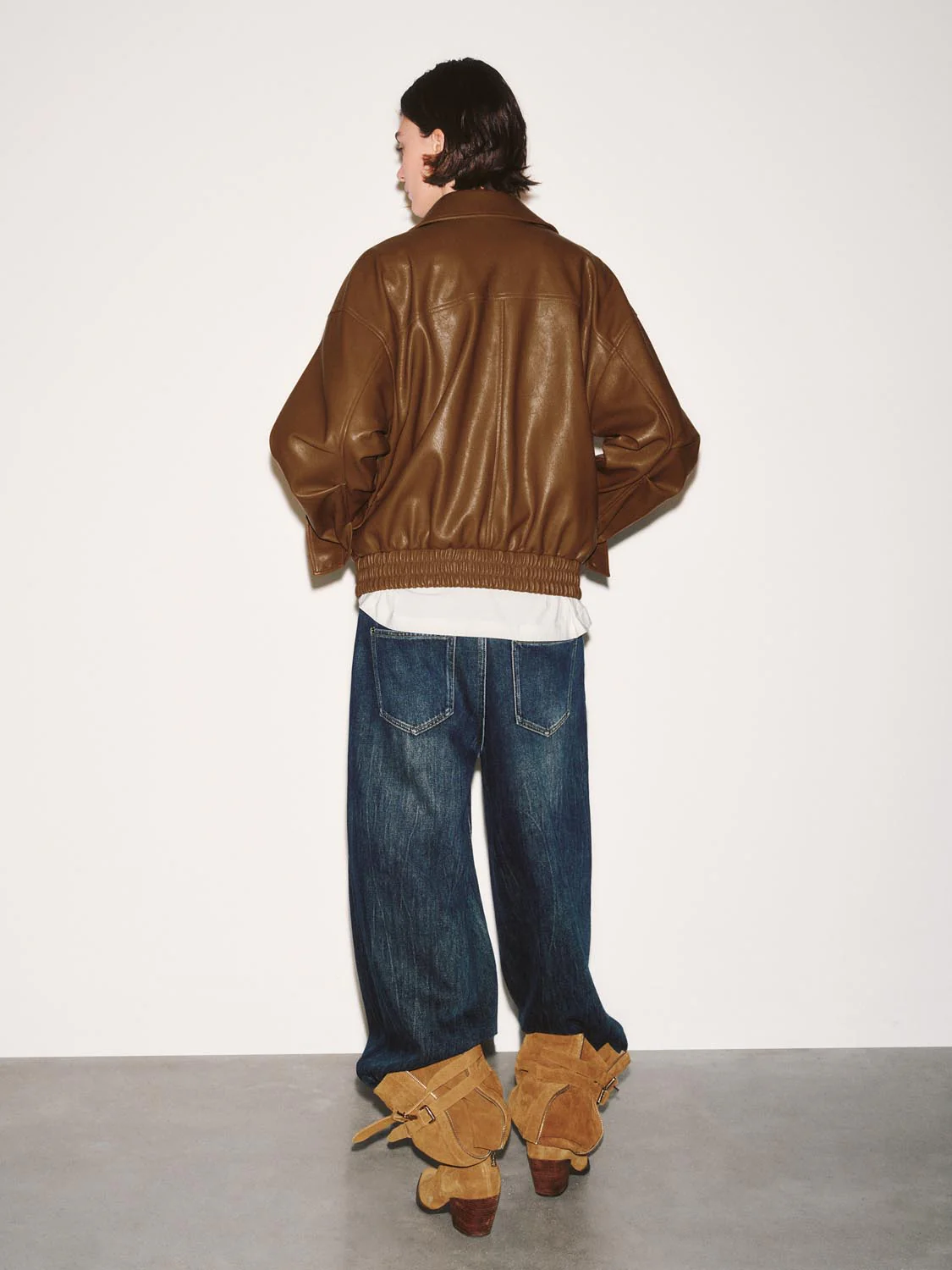 Faux Leather Flap Pockets Bomber Jackets - Image 6