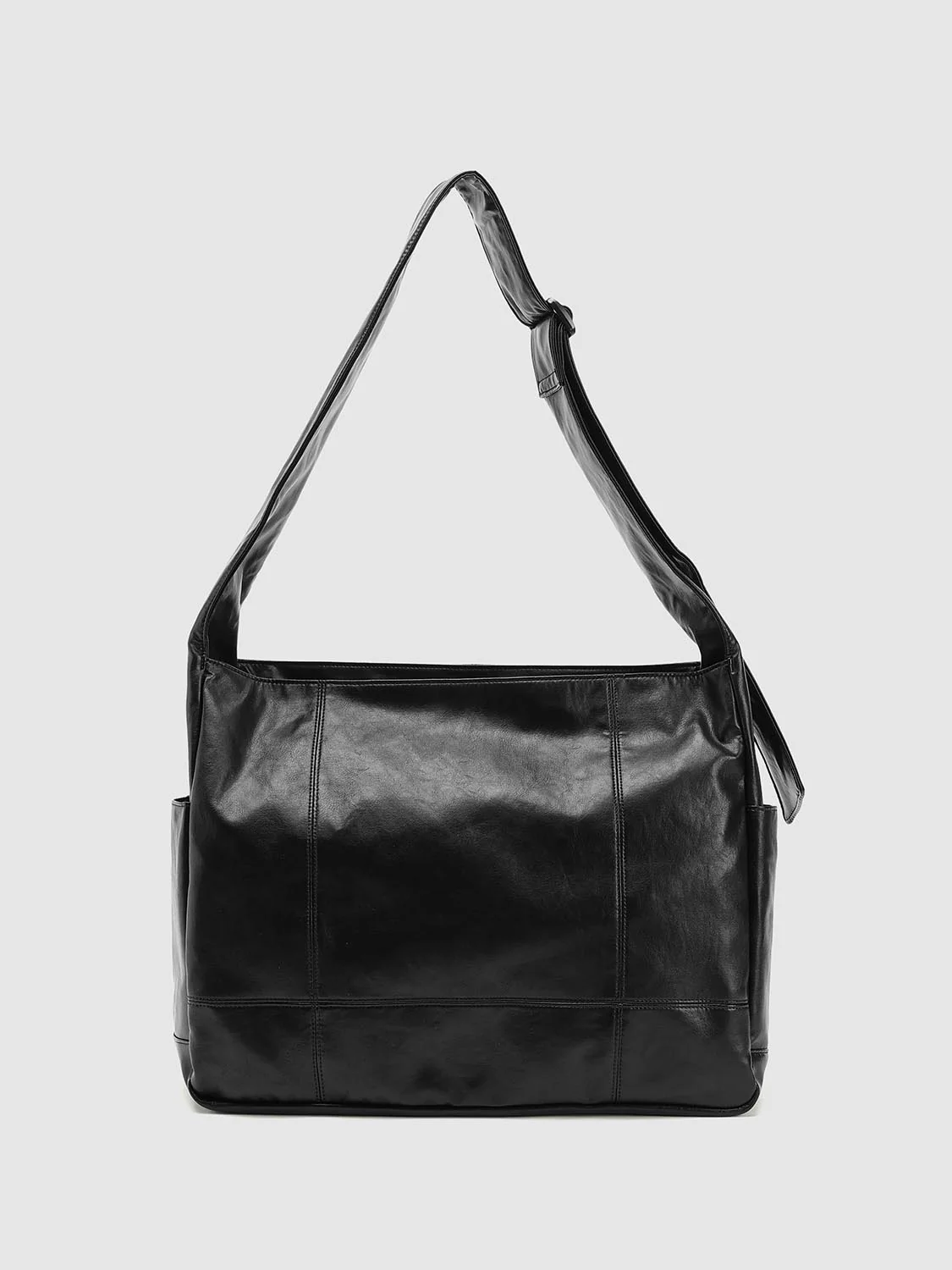 Faux Leather Seamed Square Crossbody Bags - Image 3