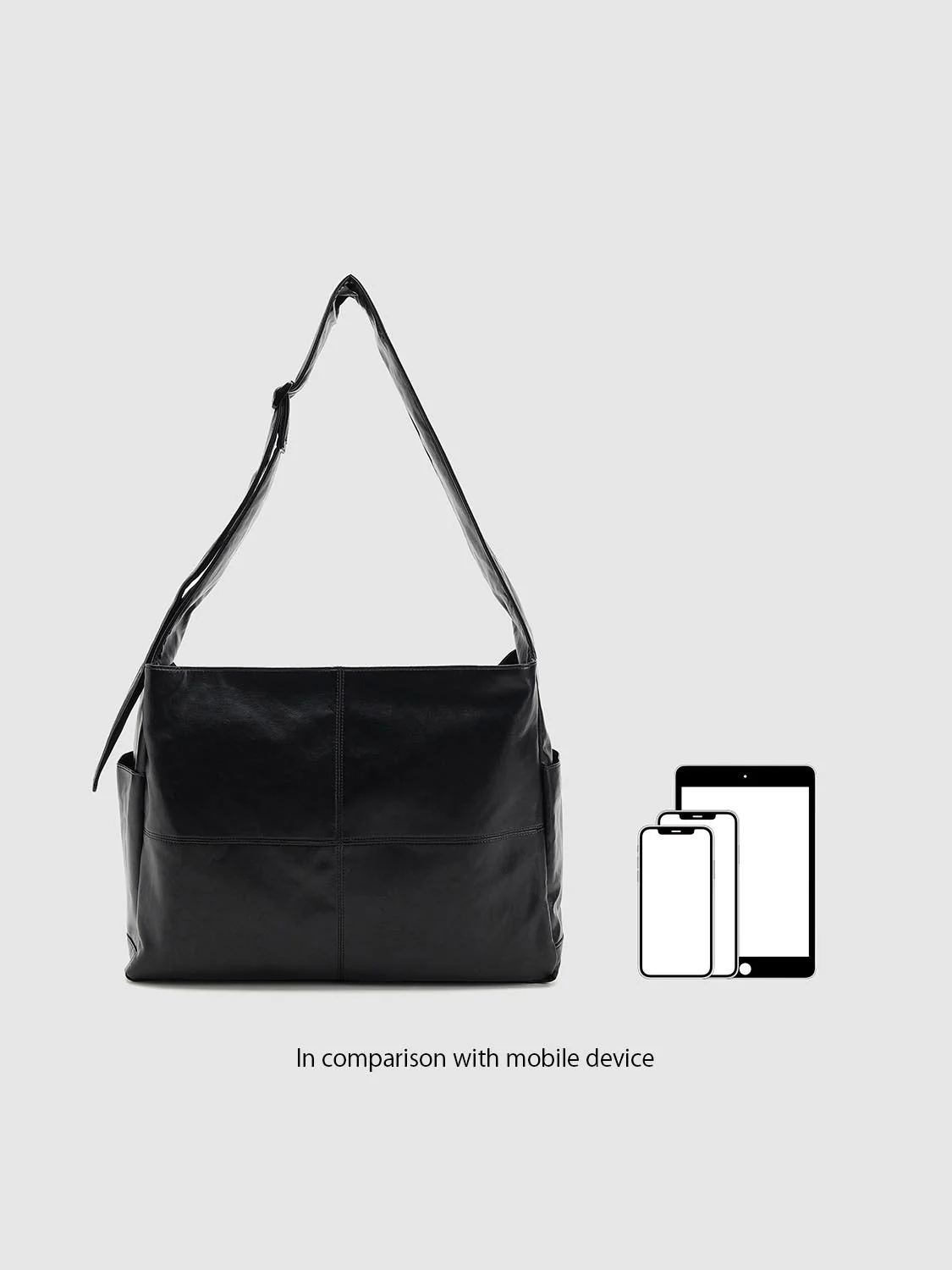 Faux Leather Seamed Square Crossbody Bags - Image 7