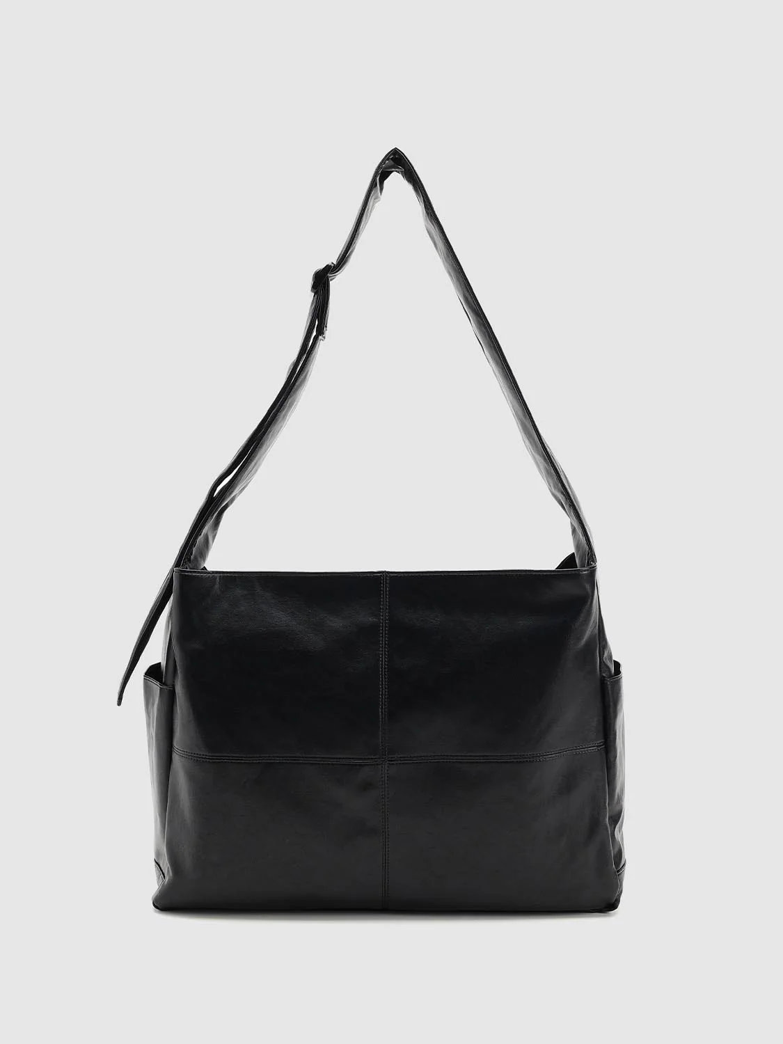 Faux Leather Seamed Square Crossbody Bags - Image 9