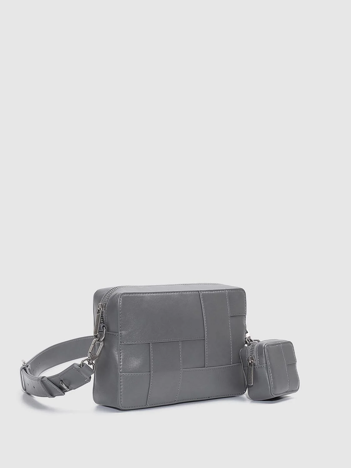 Faux Leather Seamed Square Crossbody Bags - Image 10