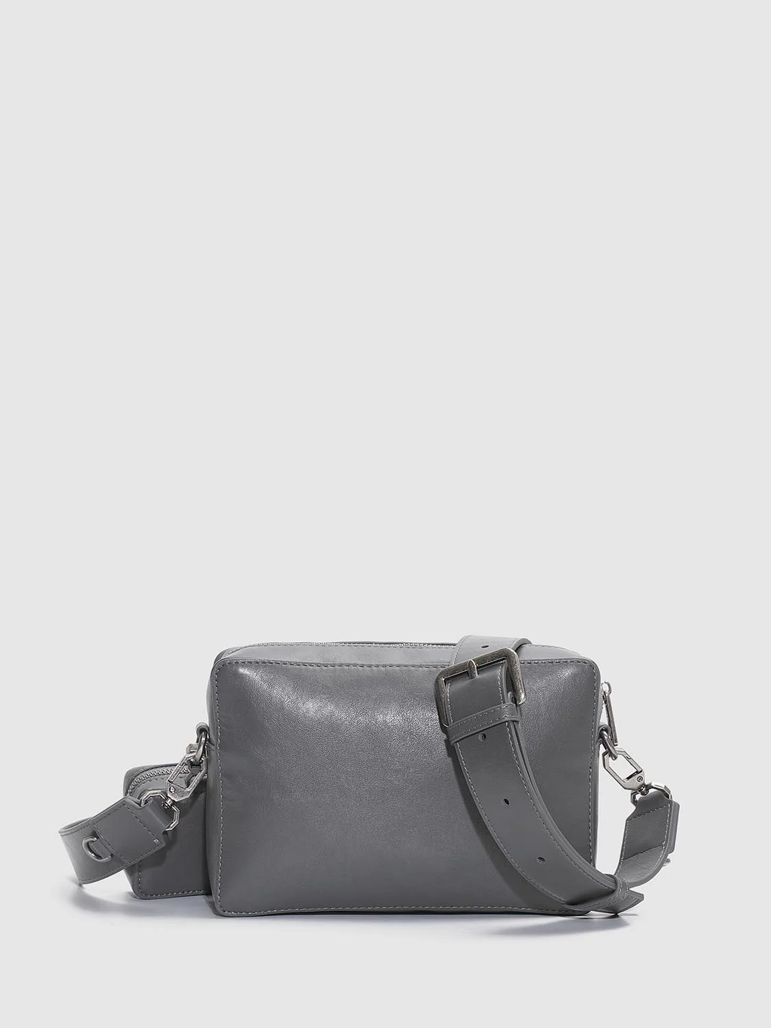 Faux Leather Seamed Square Crossbody Bags - Image 11