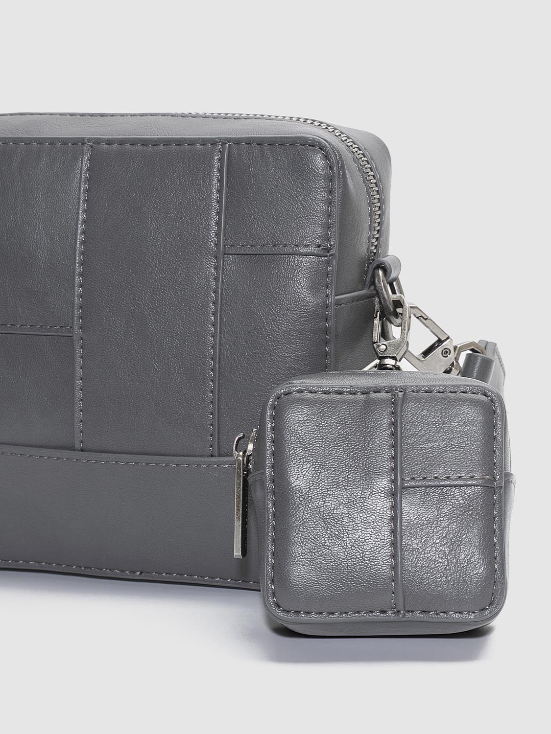 Faux Leather Seamed Square Crossbody Bags - Image 12