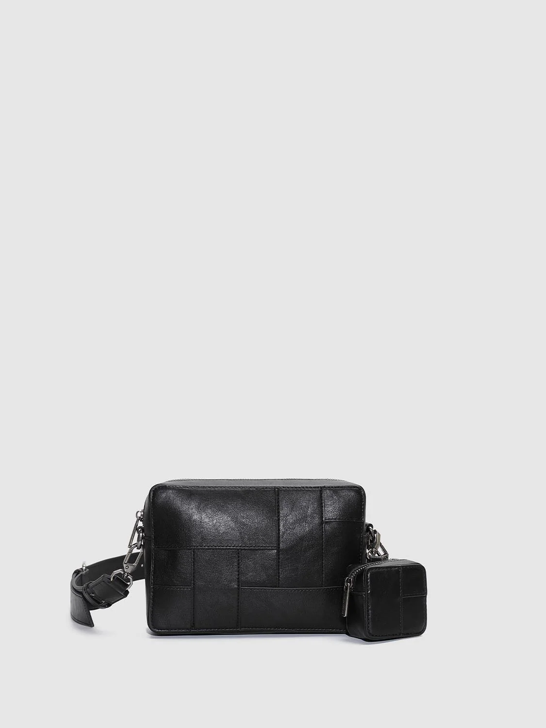 Faux Leather Seamed Square Crossbody Bags - Image 17