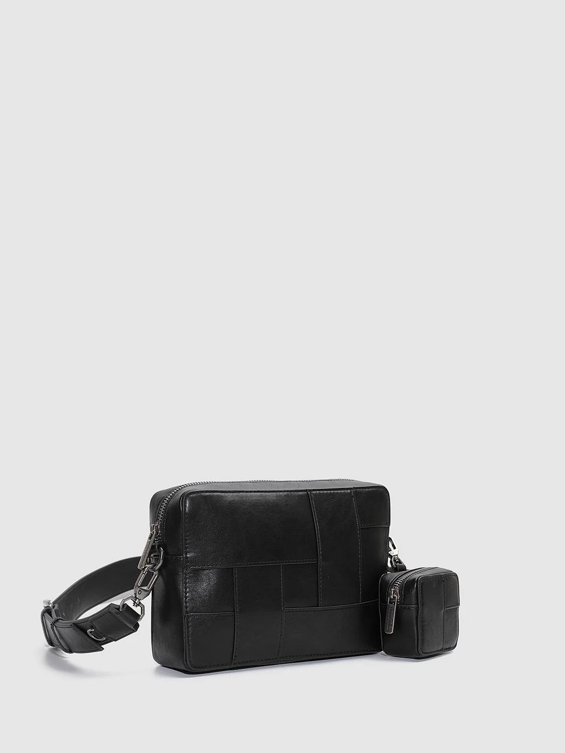 Faux Leather Seamed Square Crossbody Bags - Image 2