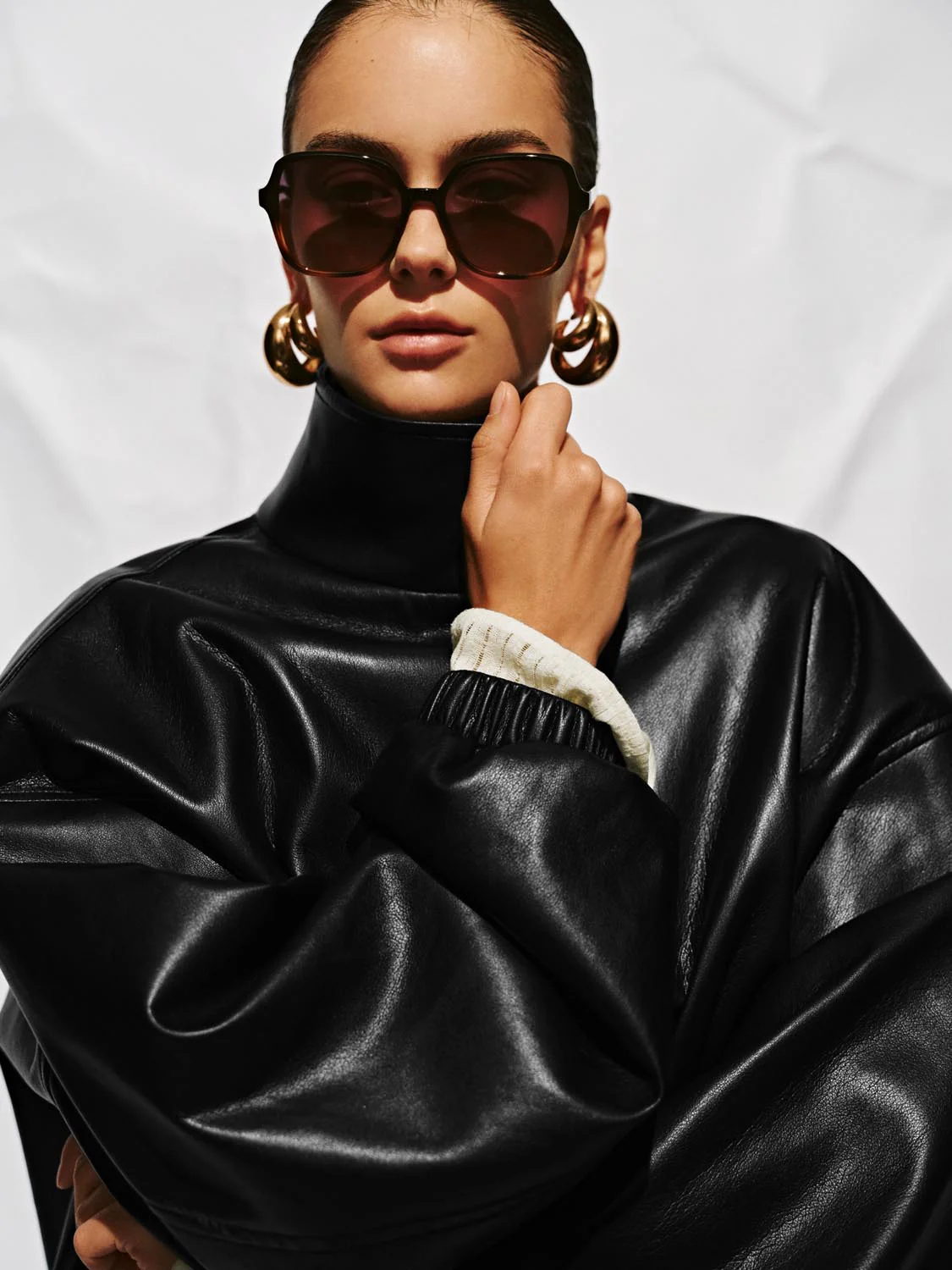 Faux Leather Stand Collar Jackets - Image 3