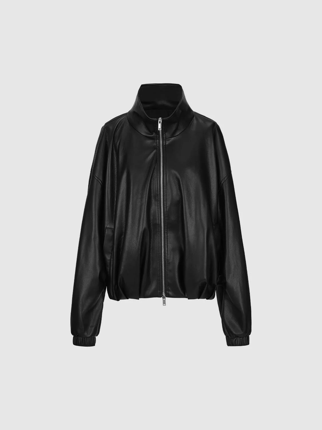 Faux Leather Stand Collar Jackets - Image 7