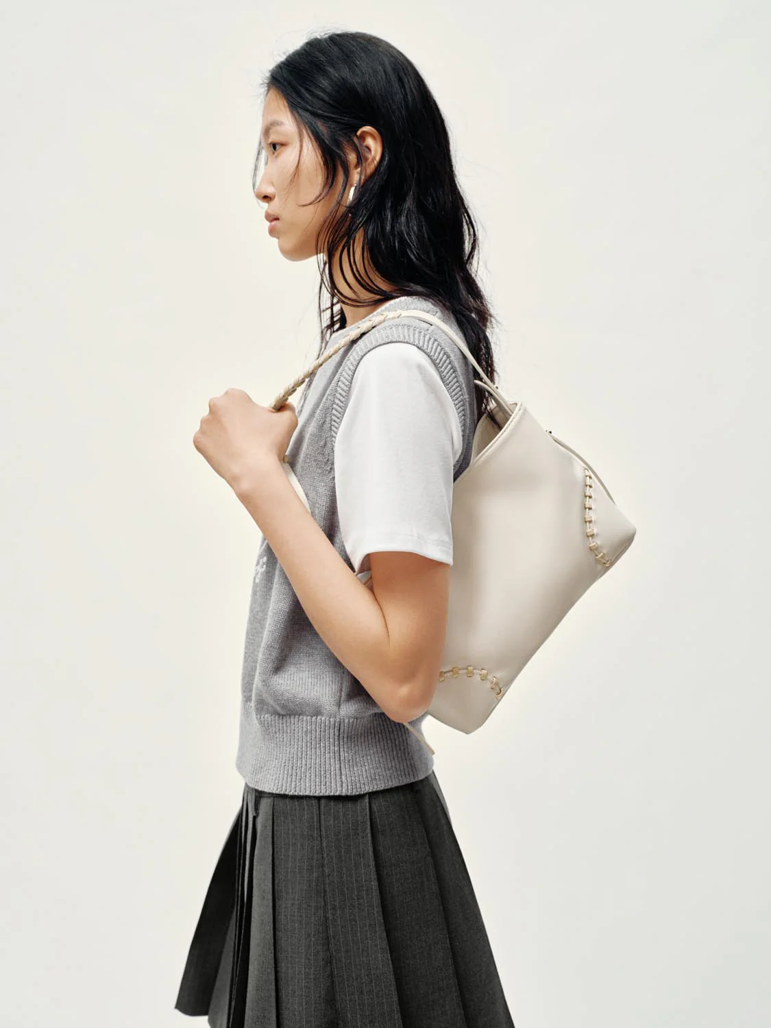 Faux Leather Stitch Detail Shoulder Bags - Image 8