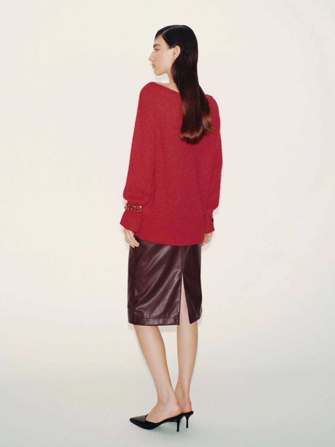 Faux Leather Straight Midi Skirts - Image 13