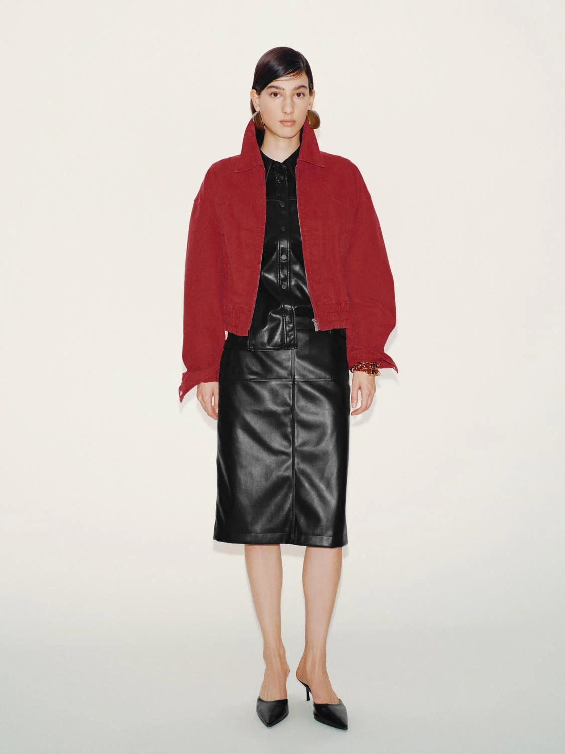 Faux Leather Straight Midi Skirts - Image 7