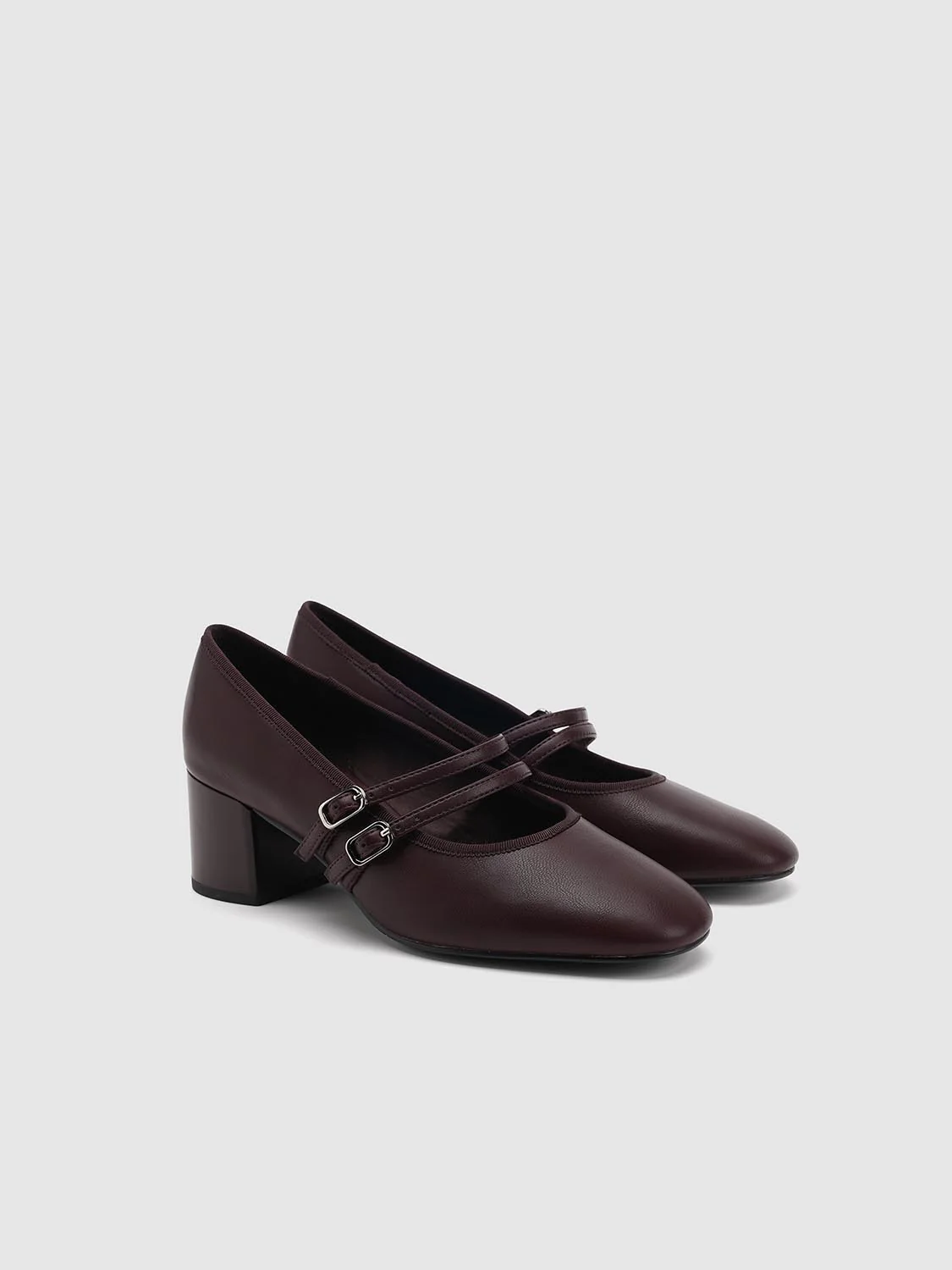 Faux Leather Strappy Chunky Heeled Pumps - Image 8