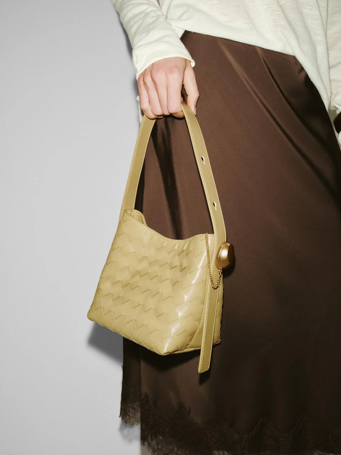 Faux Leather Weave Grab Shoulder Bags - Image 8