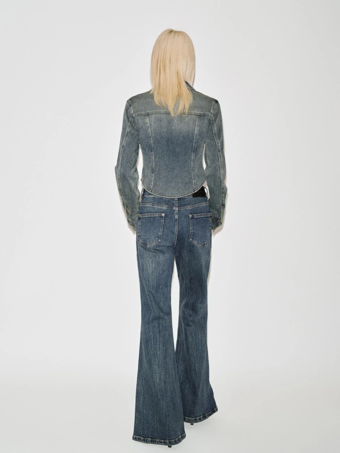 Flap Pocket Cropped Denim Shirts - Image 4