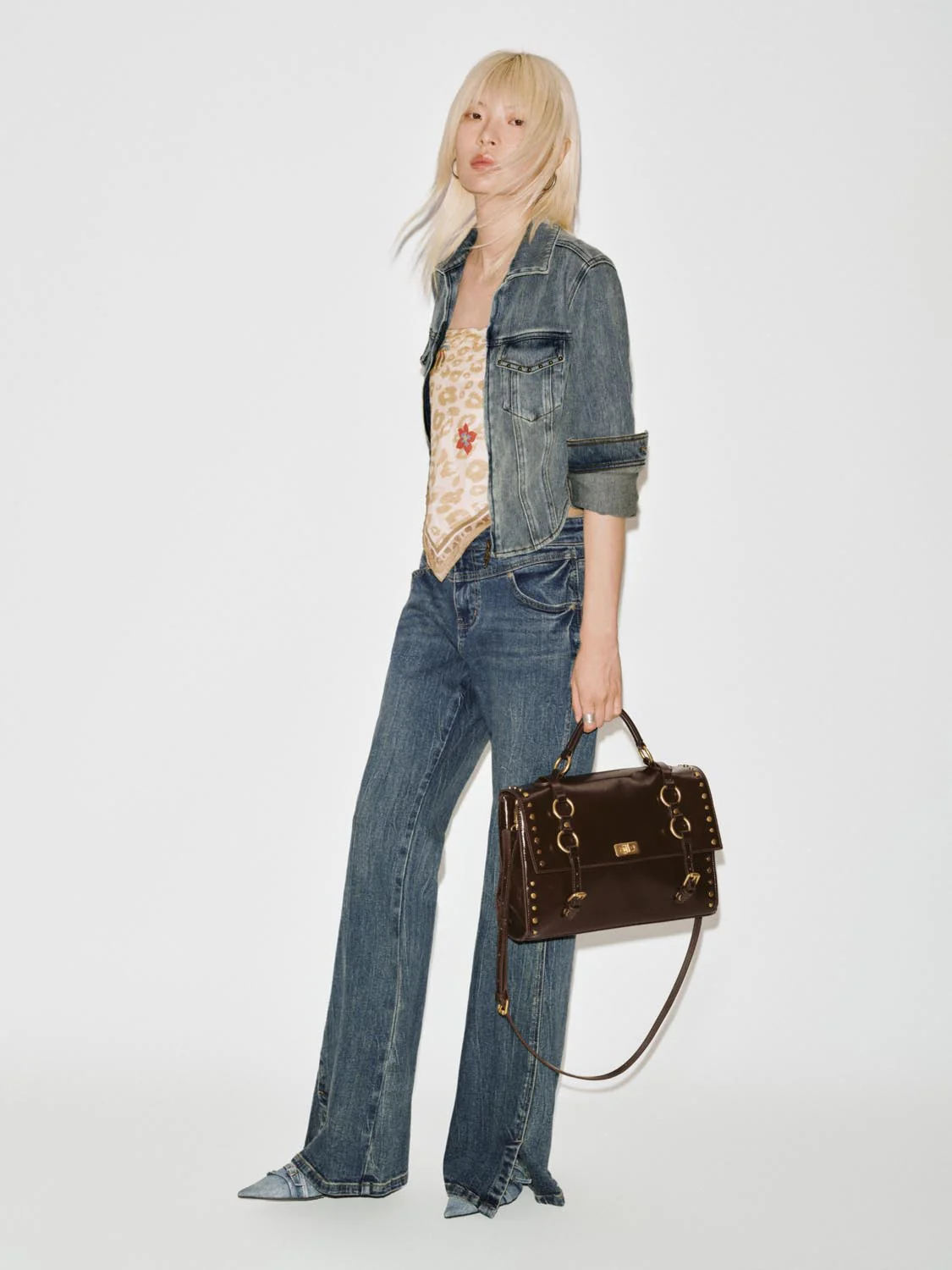 Flap Pocket Cropped Denim Shirts - Image 5