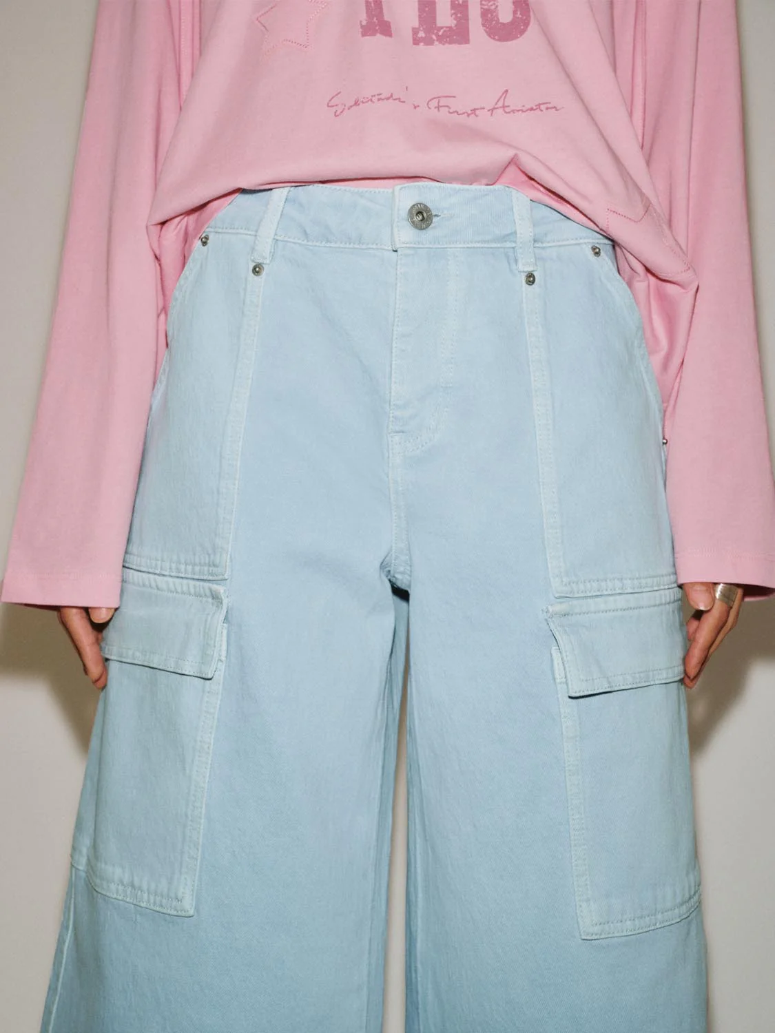 Flap Pocket Wide Leg Denim Shorts - Image 4