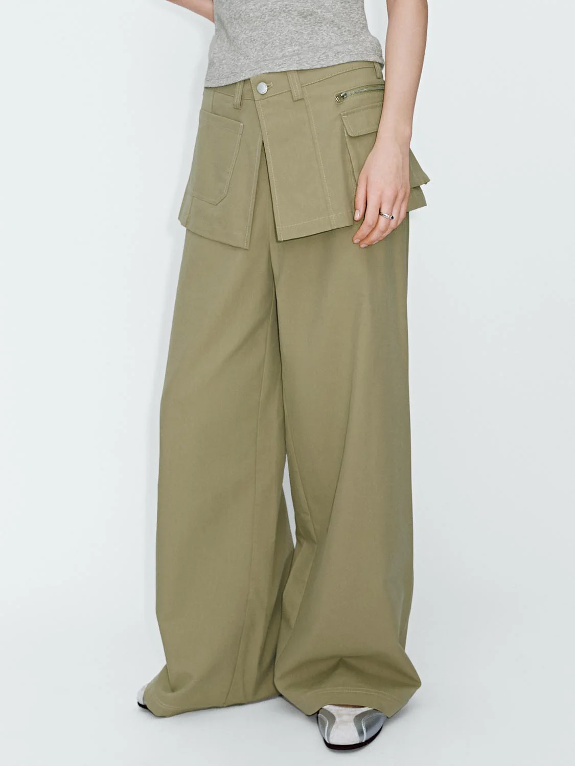 Flap Pocket Wide Leg Pants - Image 3