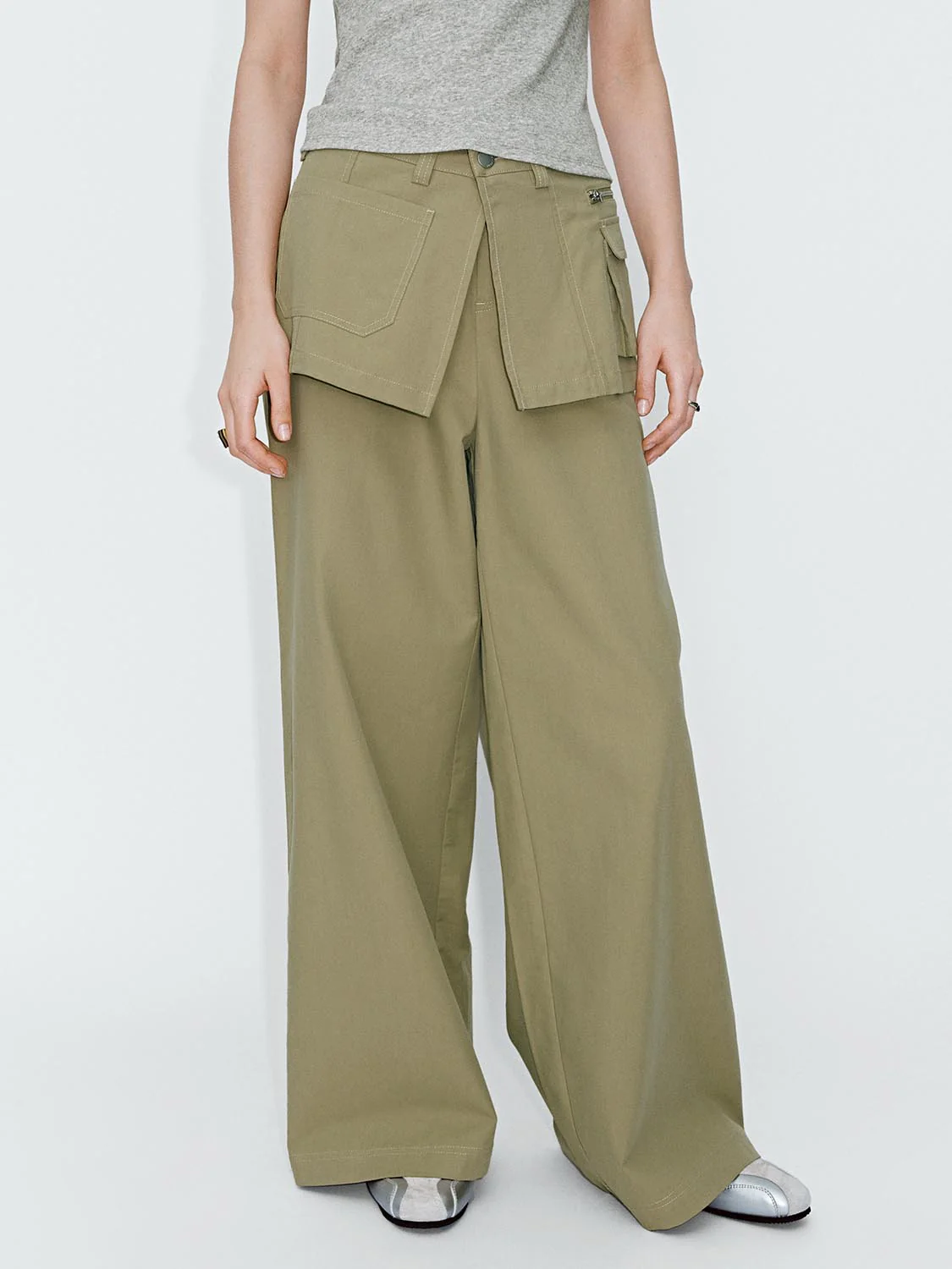 Flap Pocket Wide Leg Pants - Image 4