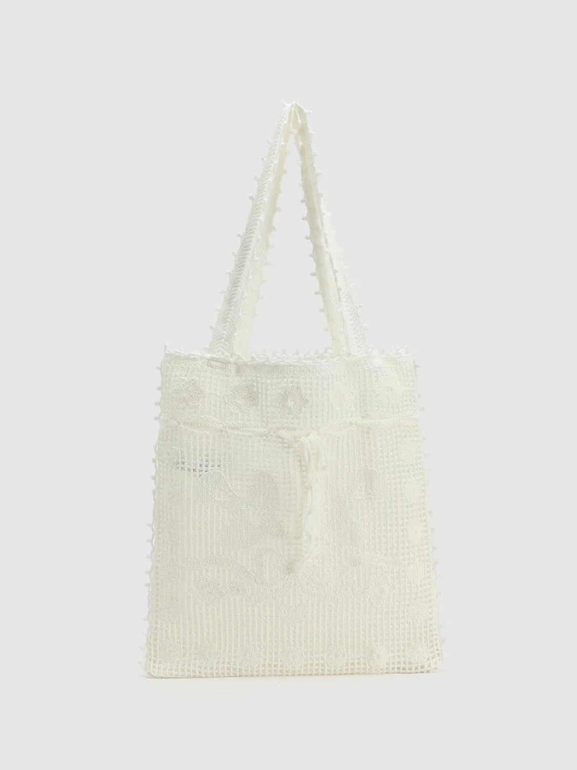 Floral Bow Detail Shoulder Crochet Bags - Image 2
