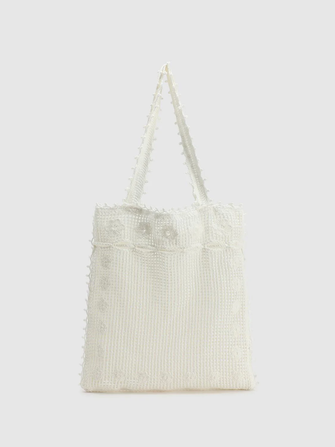 Floral Bow Detail Shoulder Crochet Bags - Image 9
