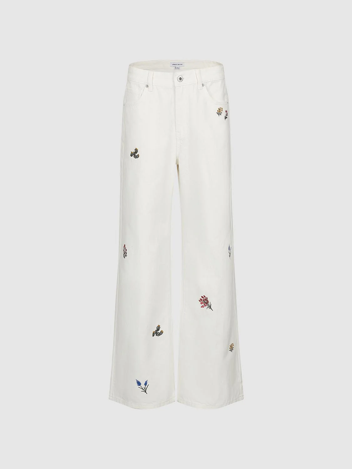 Floral Embroidered Straight Leg Jeans