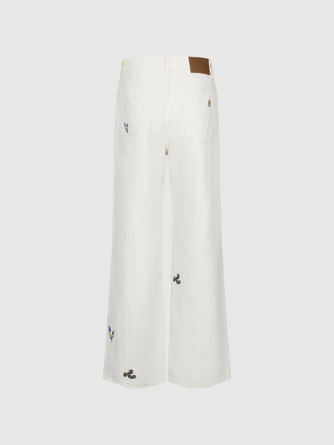 Floral Embroidered Straight Leg Jeans - Image 2