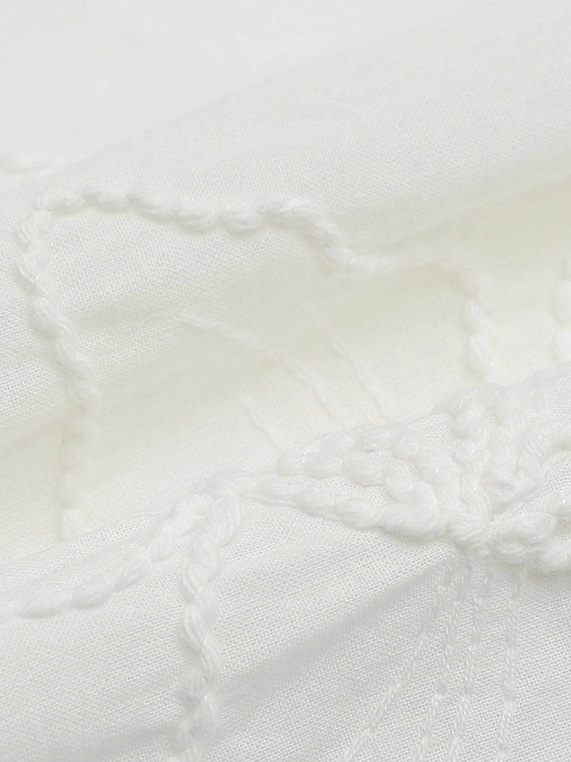Floral Embroidered Tie Detail V-Neck Shirts - Image 8