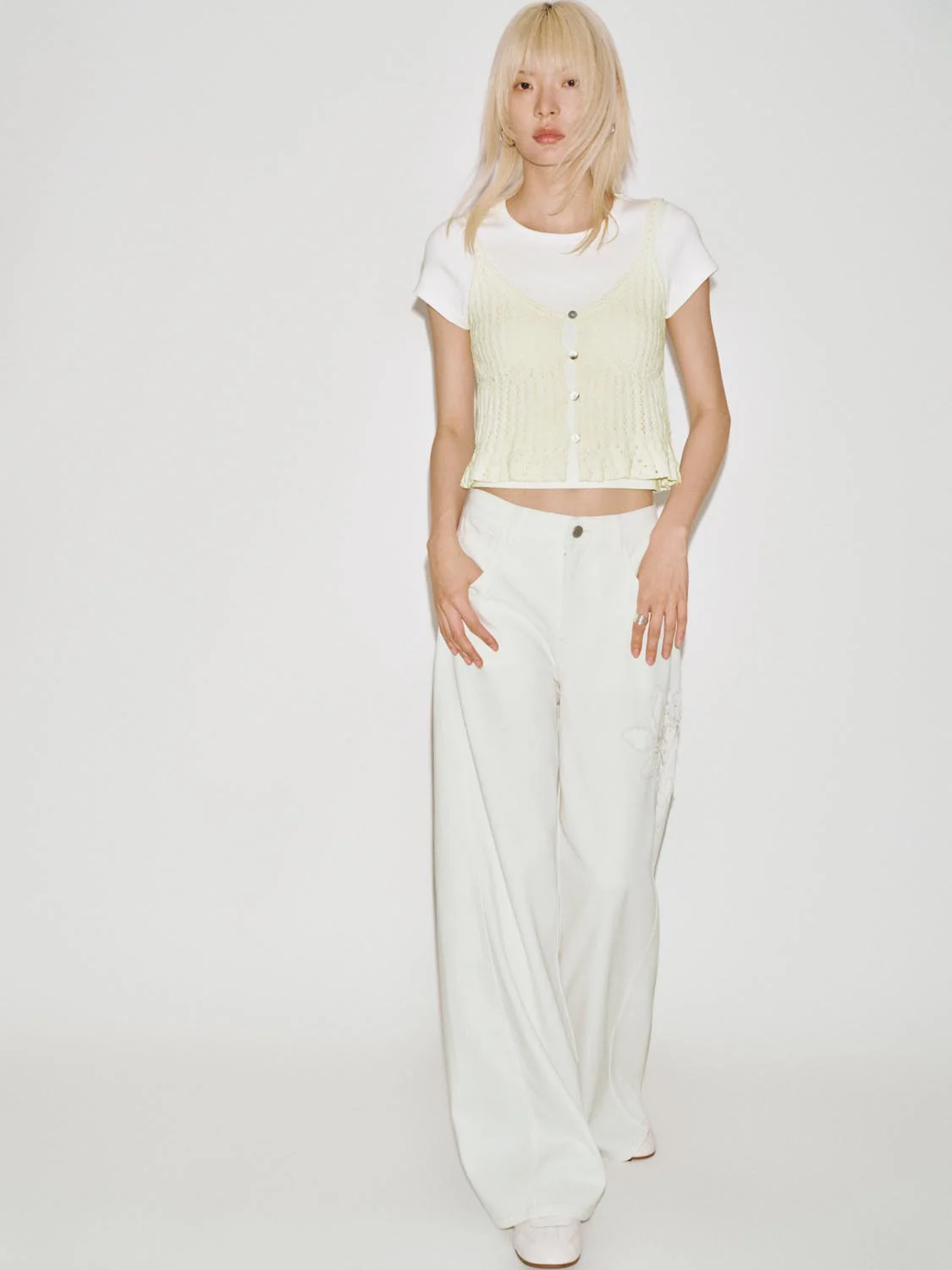 Floral Embroidered Wide Leg Jeans - Image 5