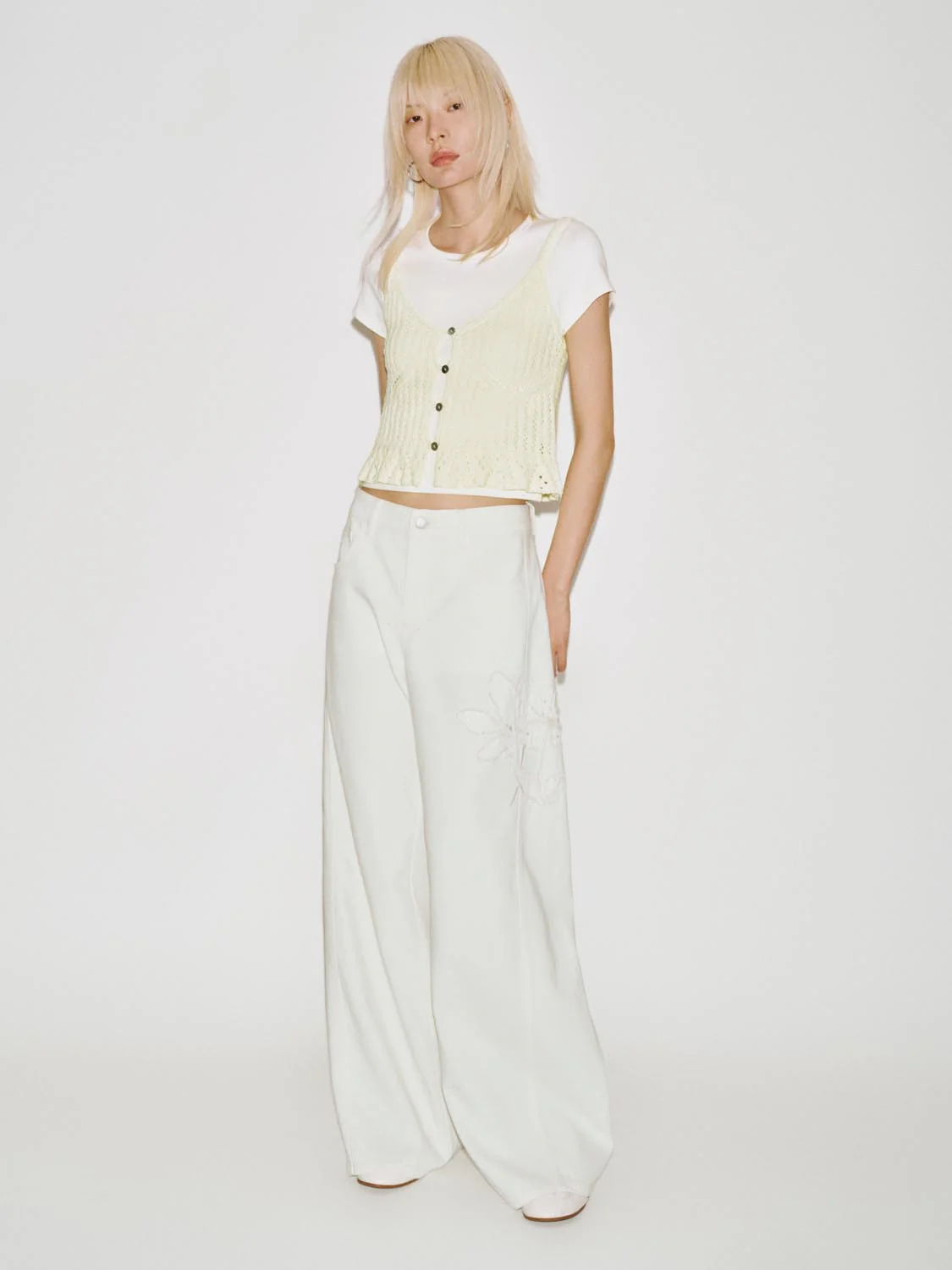 Floral Embroidered Wide Leg Jeans - Image 7