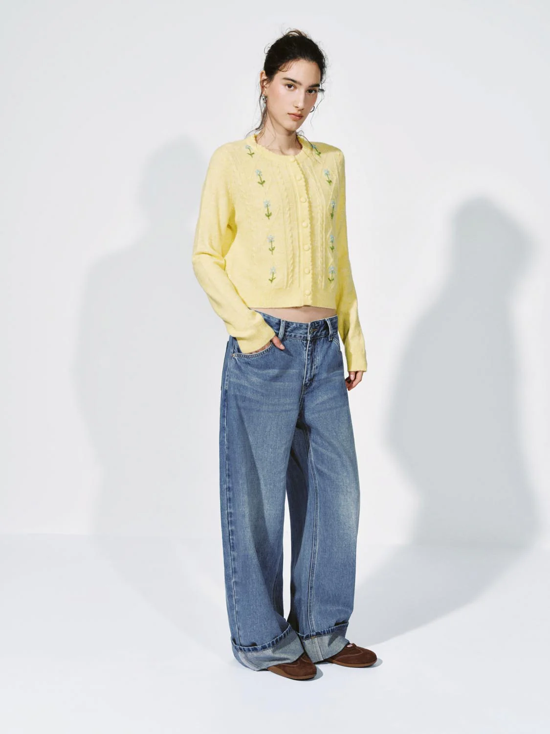 Floral Intarsia Cable Knitted Cardigan - Image 5
