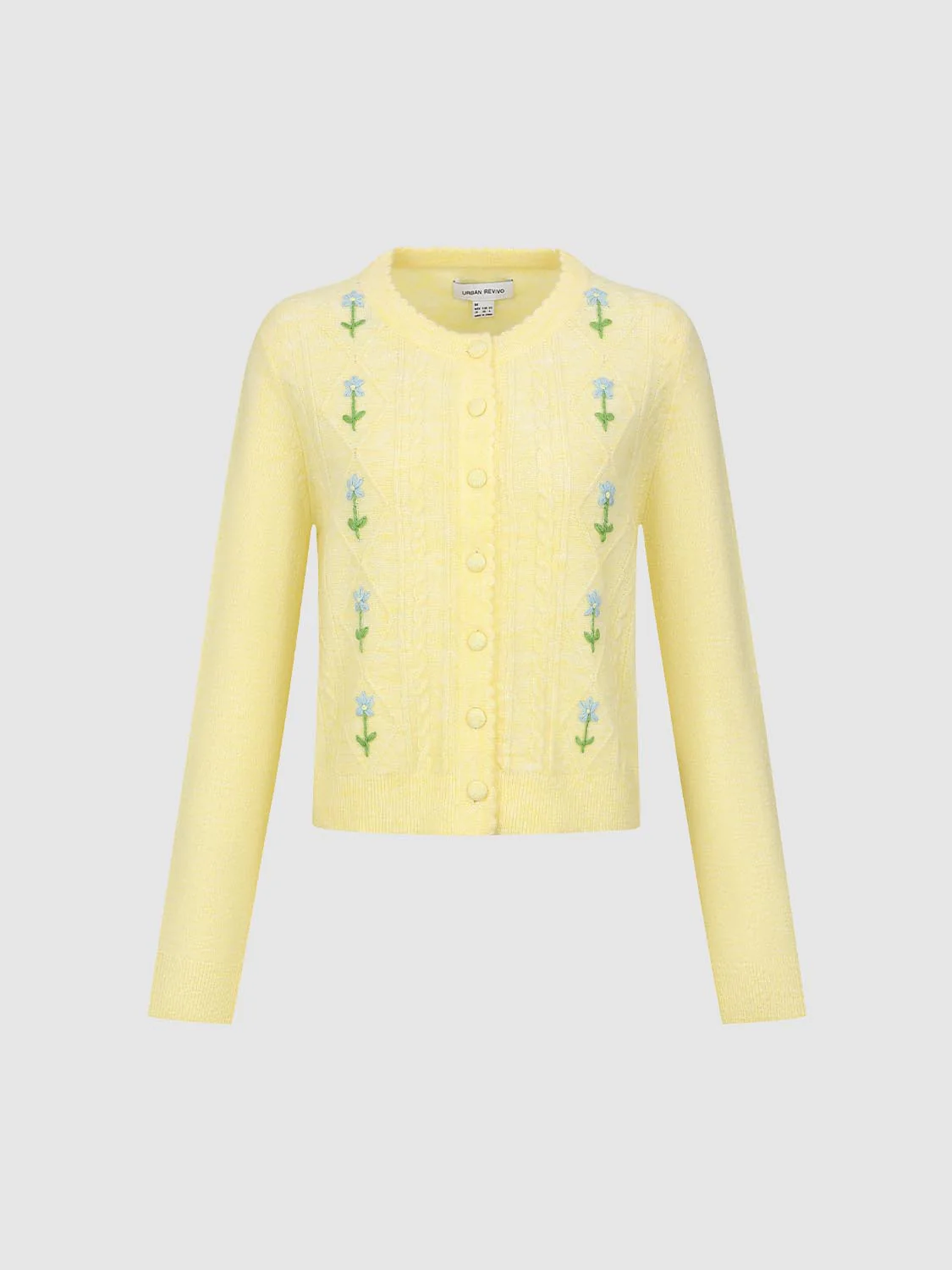 Floral Intarsia Cable Knitted Cardigan - Image 7