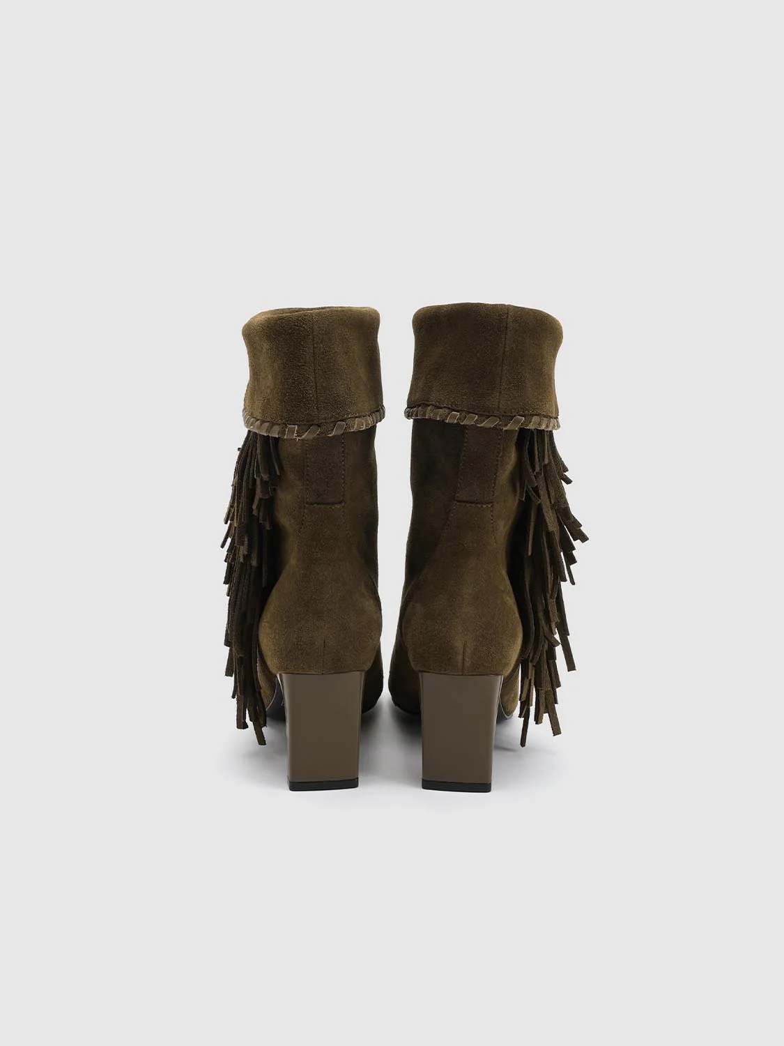 Fringe Detail Cuffed Heeled Ankle Boots - Image 3