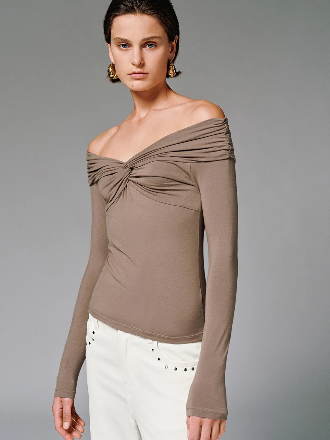 Front Knot Twist Long Sleeve T-Shirts - Image 10