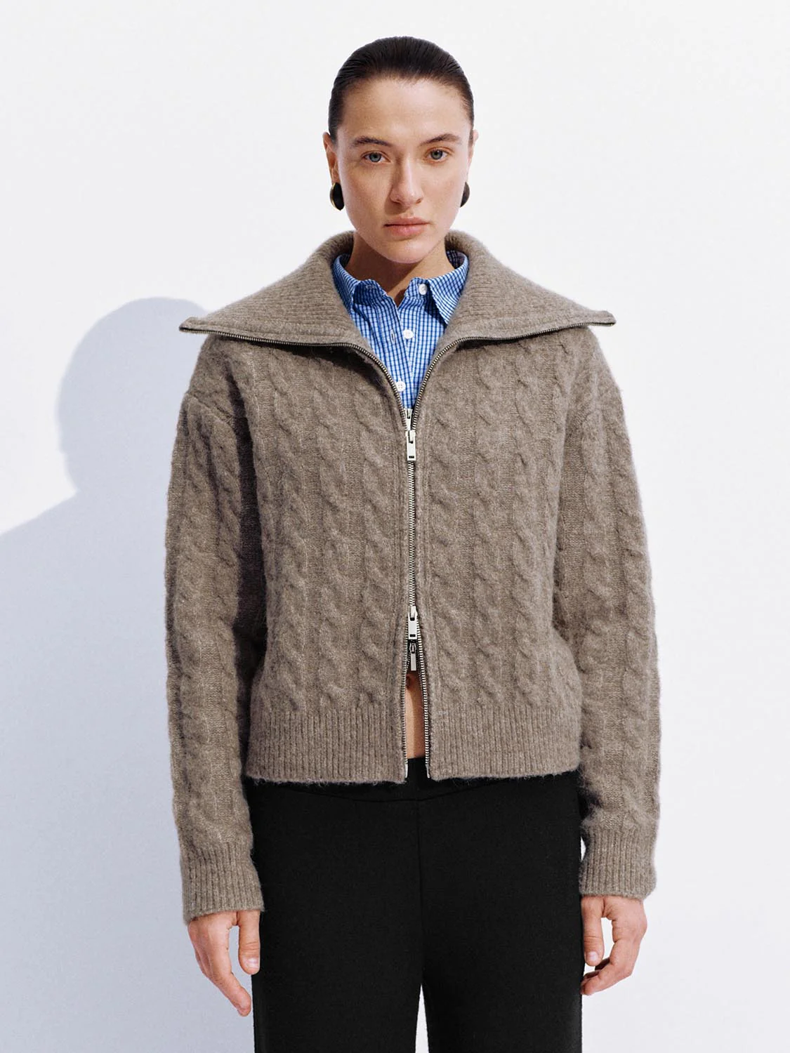Full Zip Braid Knitted Cardigans - Image 26