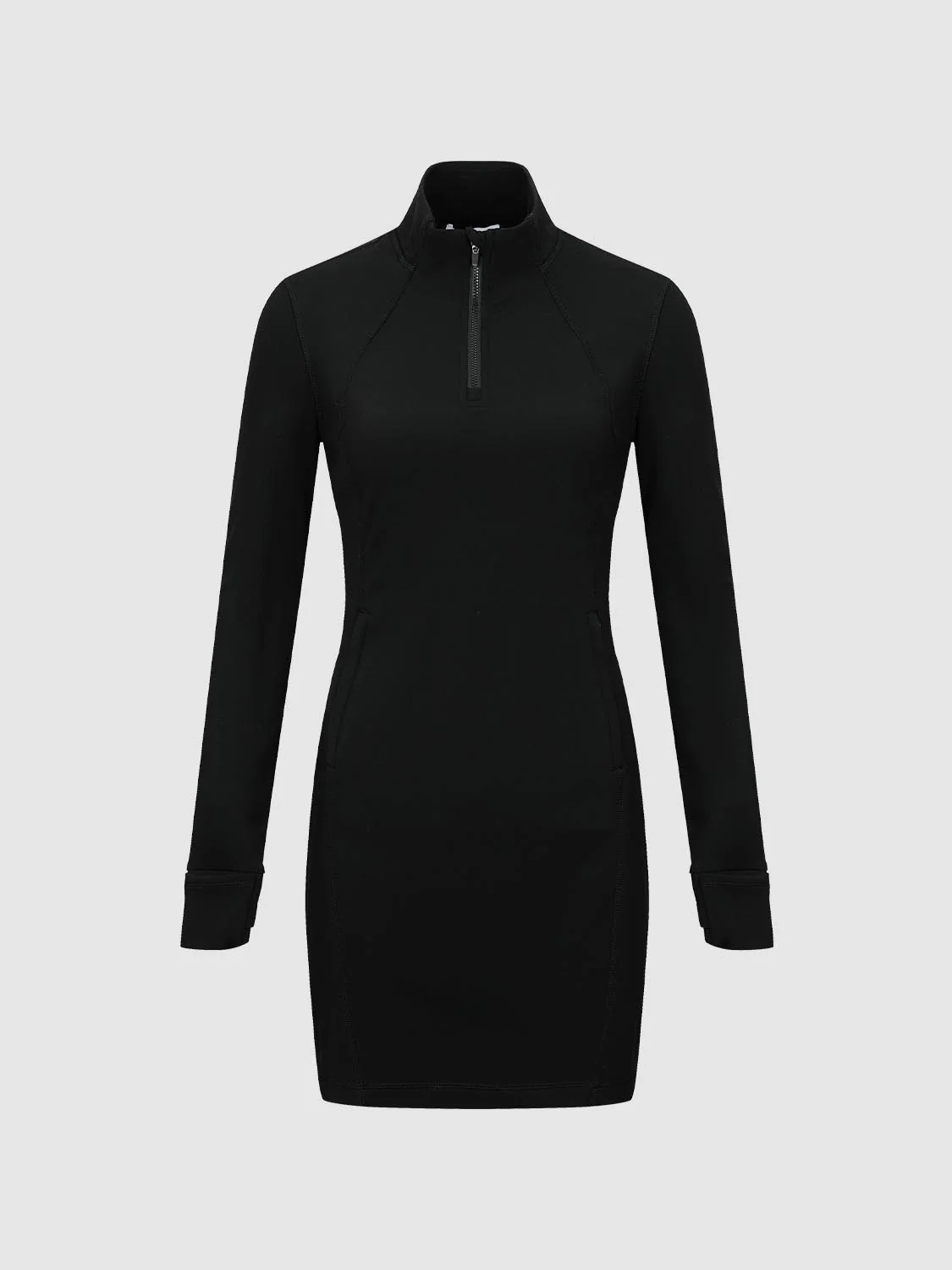 Half Zip Seamed Skinny Fit Midi Dresses - Image 7