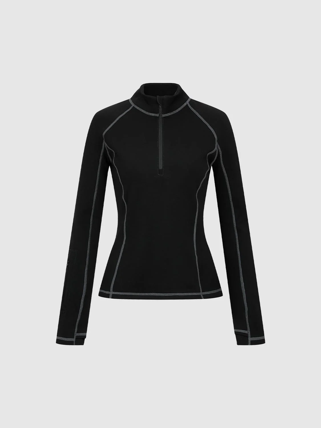 Half Zip Seamed Stitch Detail T-Shirts