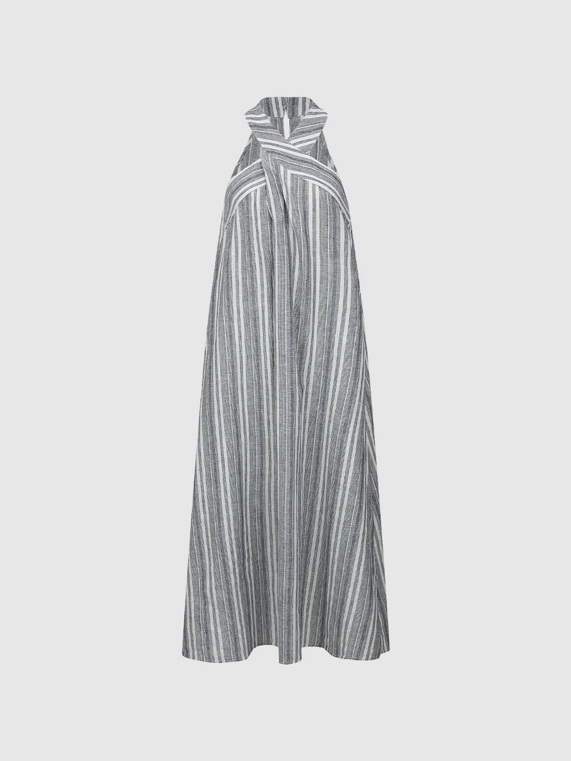 Halter Neck Contrast Striped A-Line Dresses - Image 7