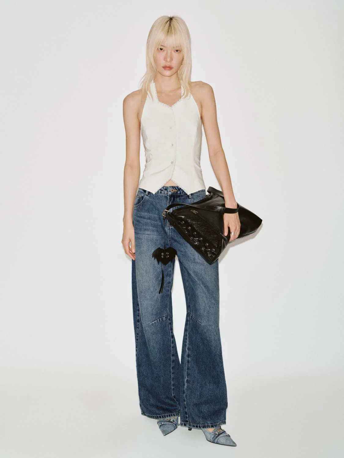 Halter Neck Lace Trim Sleeveless Shirts - Image 5