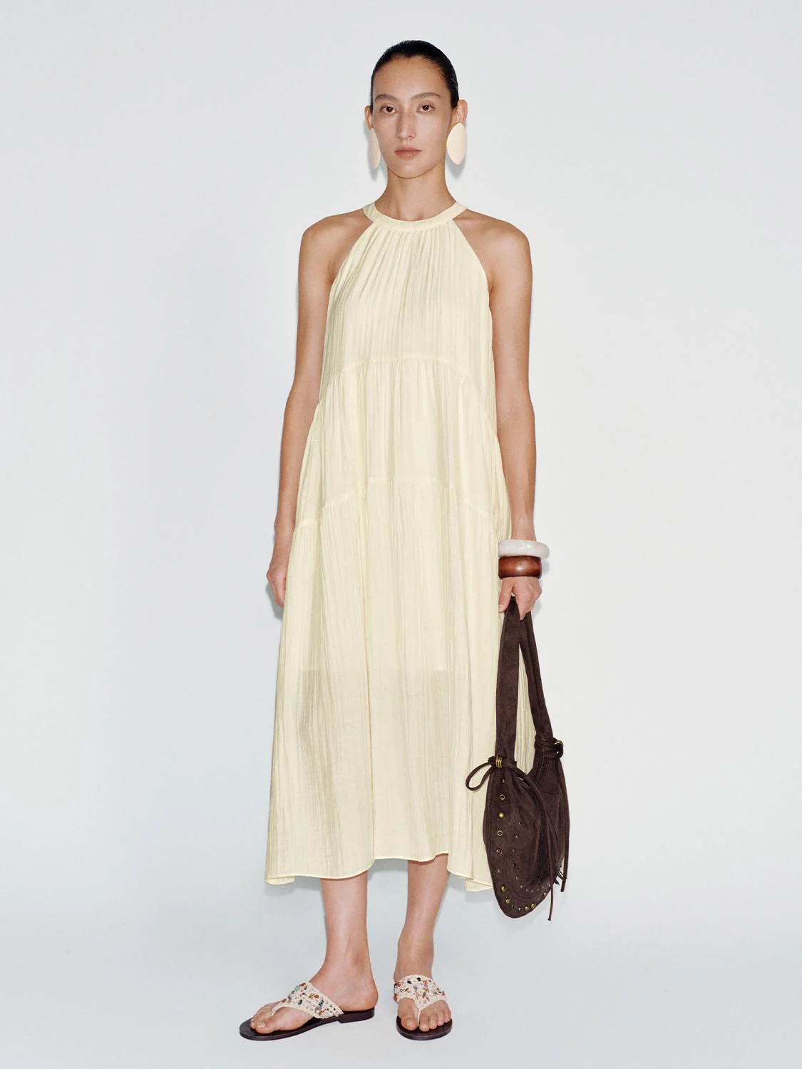 Halter Neck Tiered A-Line Midi Dresses - Image 11