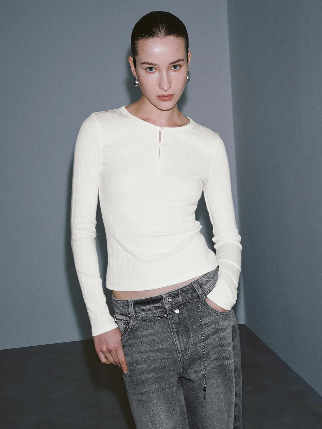 Henley Neck Long Sleeve T-Shirts - Image 27