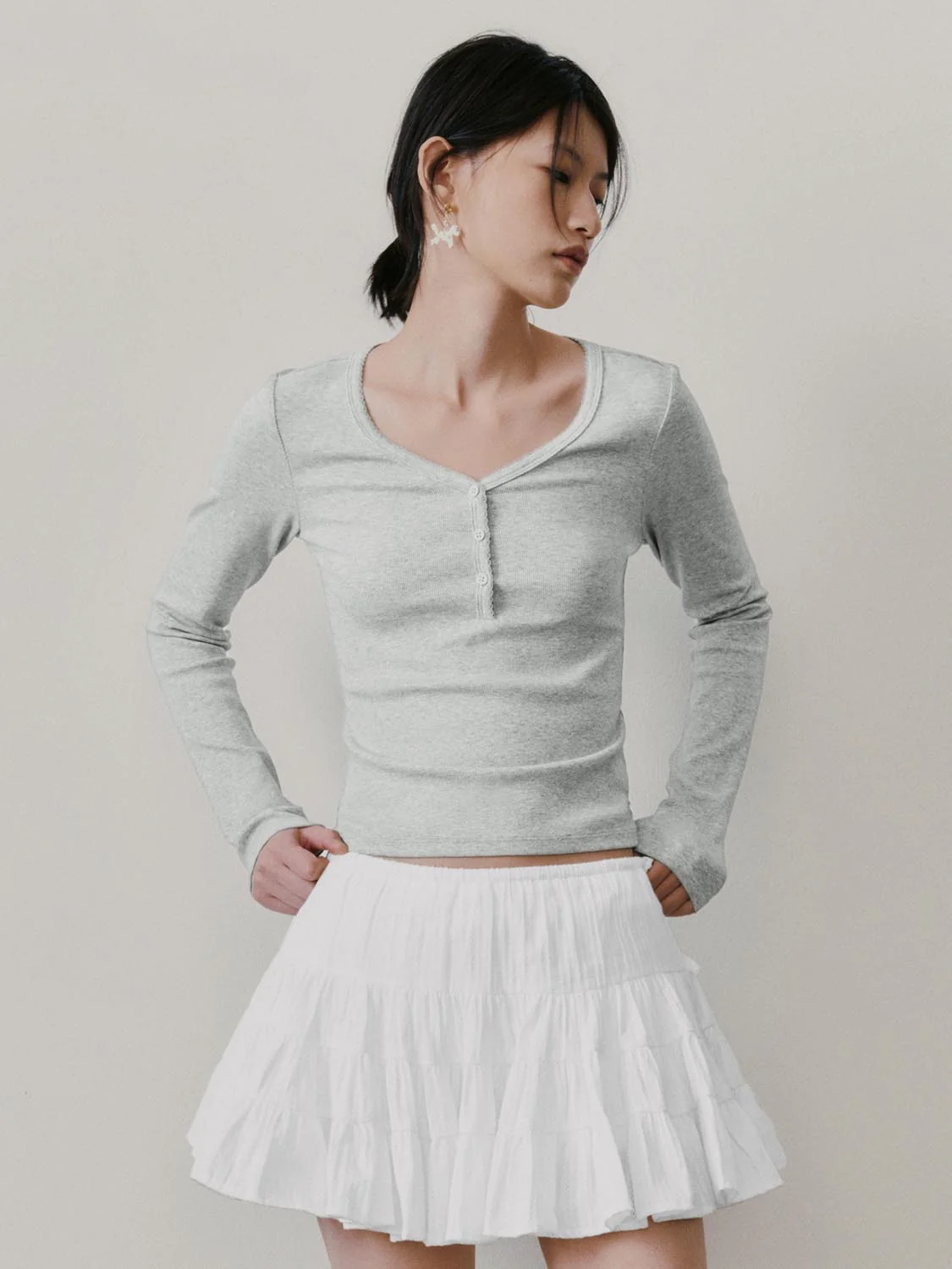 Henley Neck Slim Fit Long Sleeve T-Shirts - Image 18