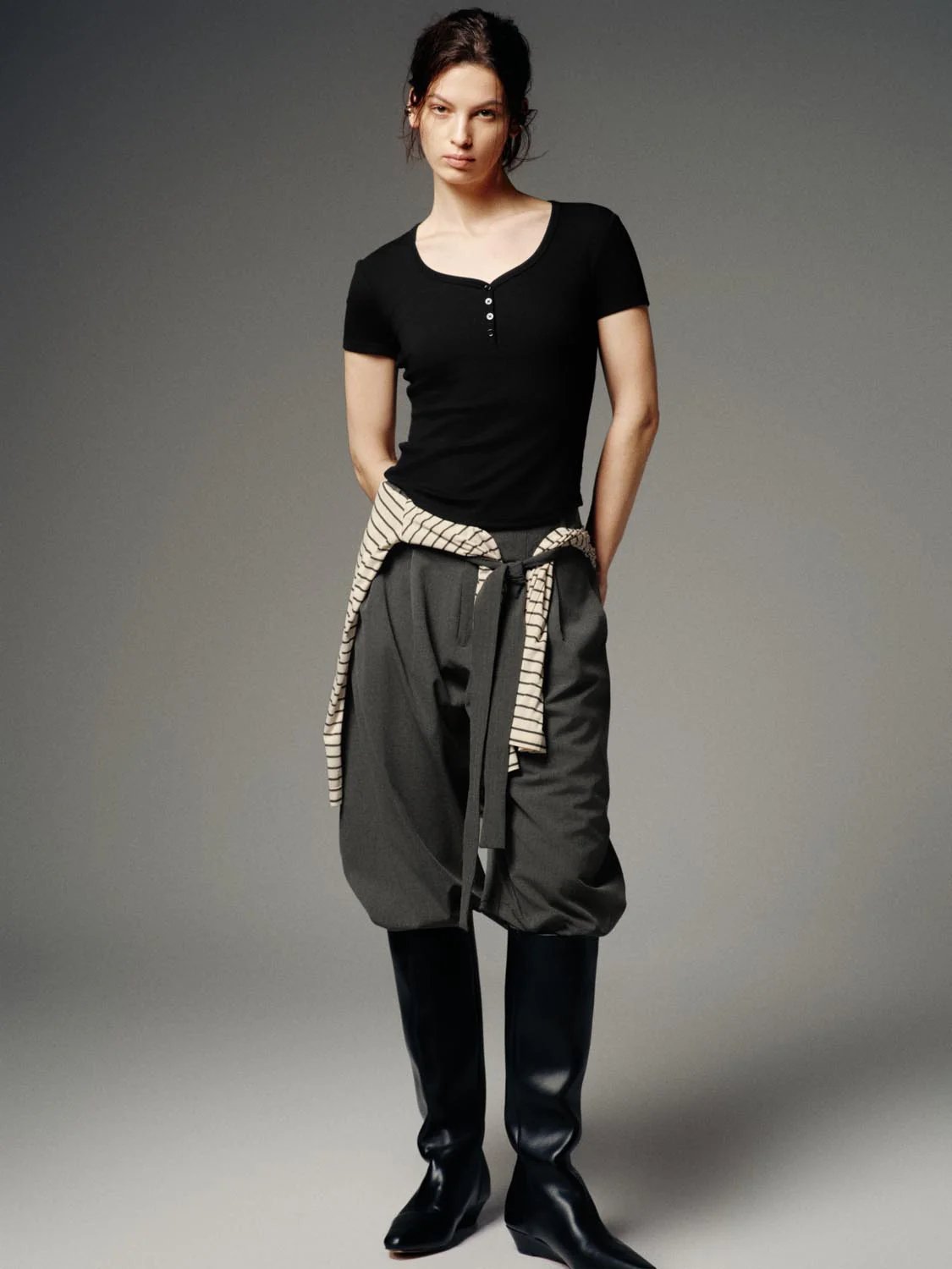 Henley Scoop Neck Skinny Fit T-Shirts - Image 13