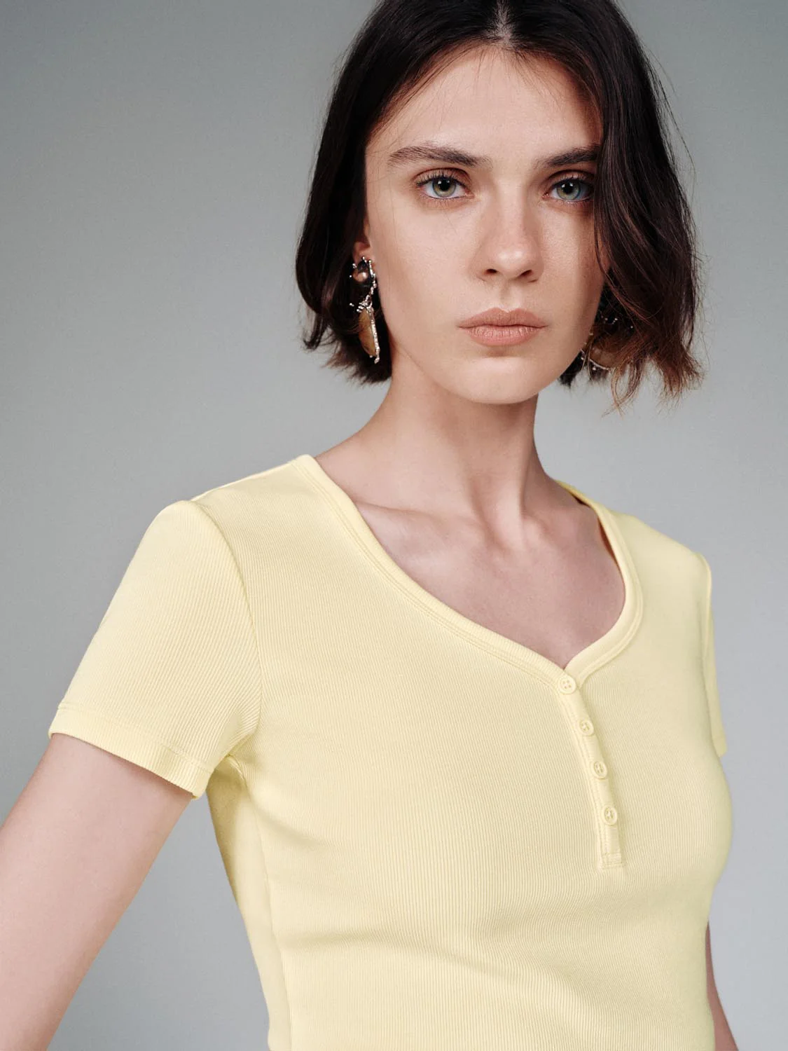 Henley Scoop Neck Skinny Fit T-Shirts - Image 19