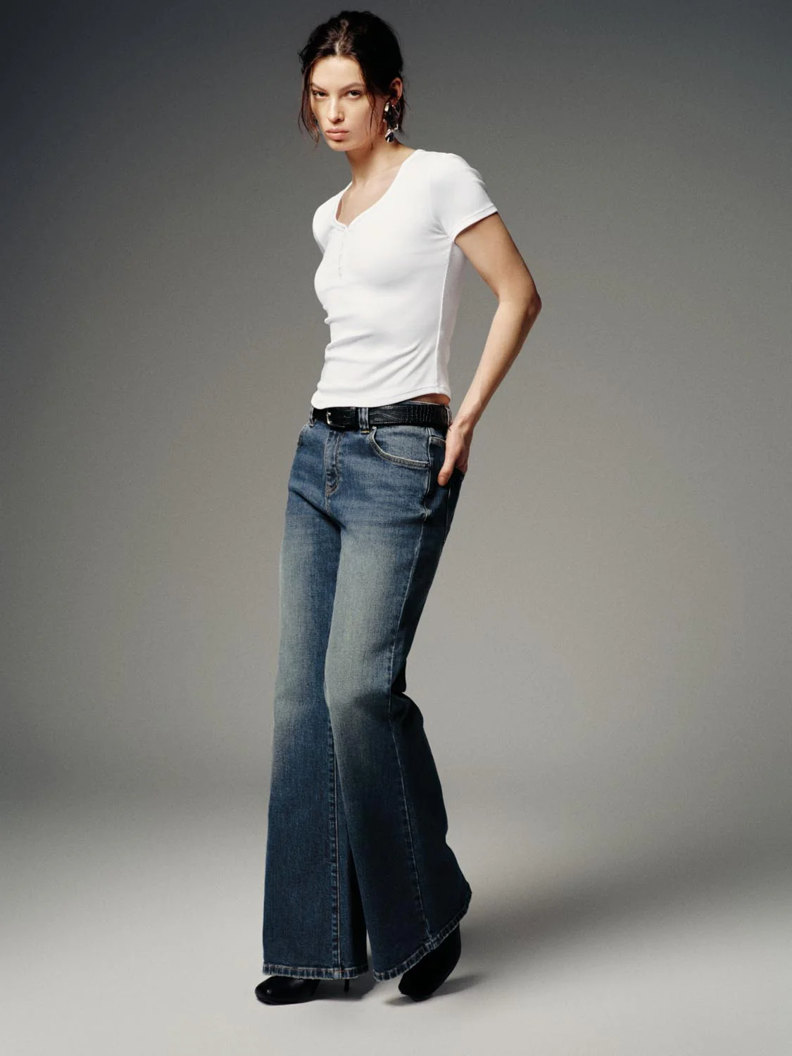 Henley Scoop Neck Skinny Fit T-Shirts - Image 28