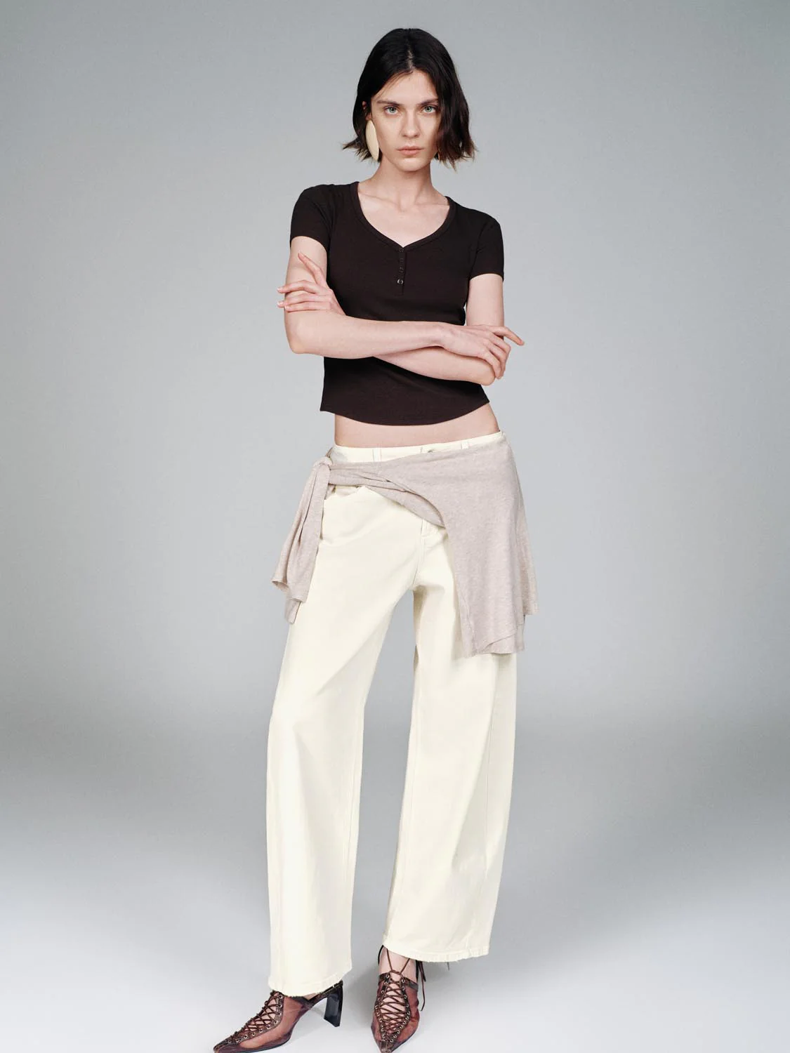 Henley Scoop Neck Skinny Fit T-Shirts - Image 36