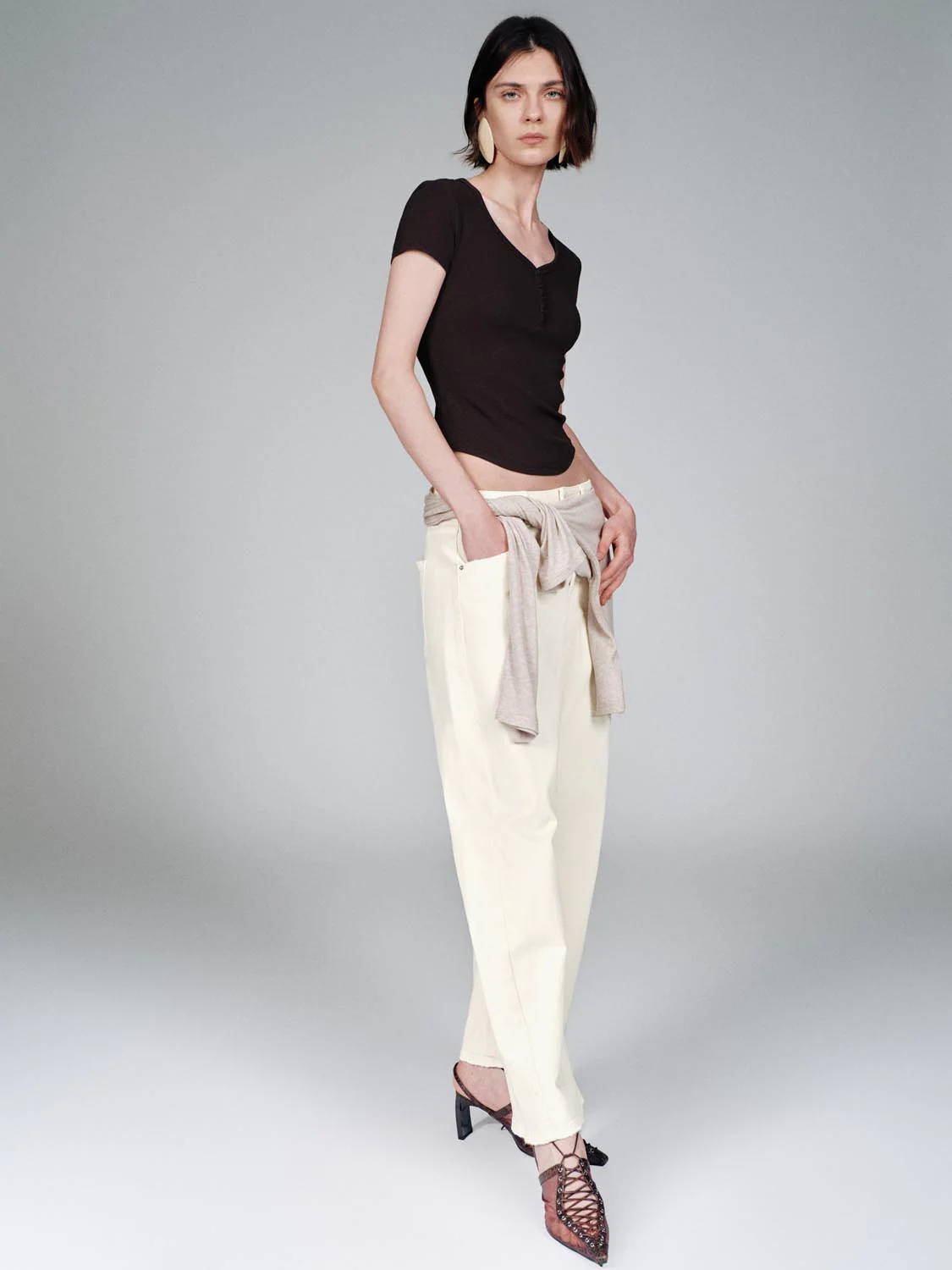 Henley Scoop Neck Skinny Fit T-Shirts - Image 37