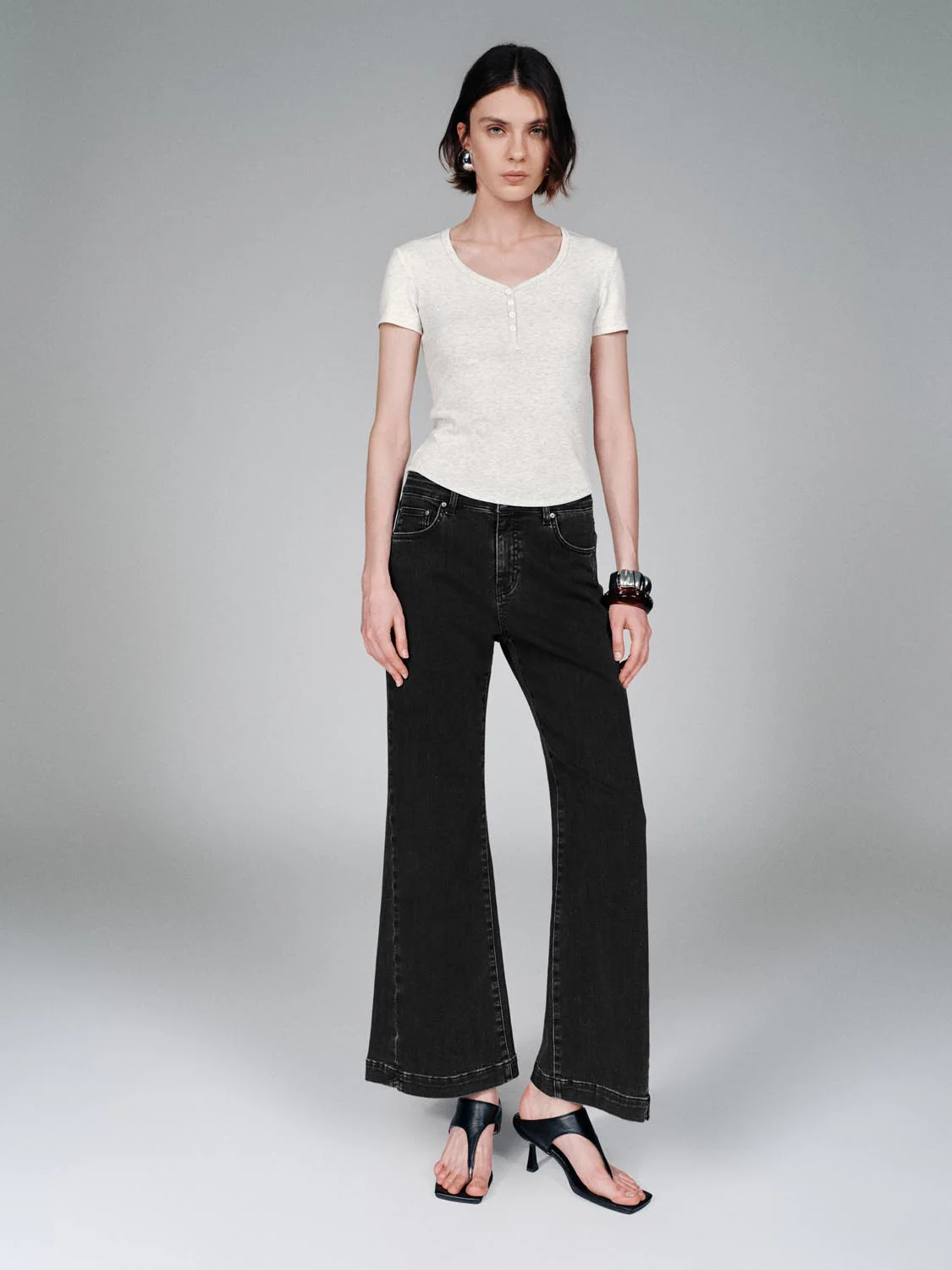 Henley Scoop Neck Skinny Fit T-Shirts - Image 4