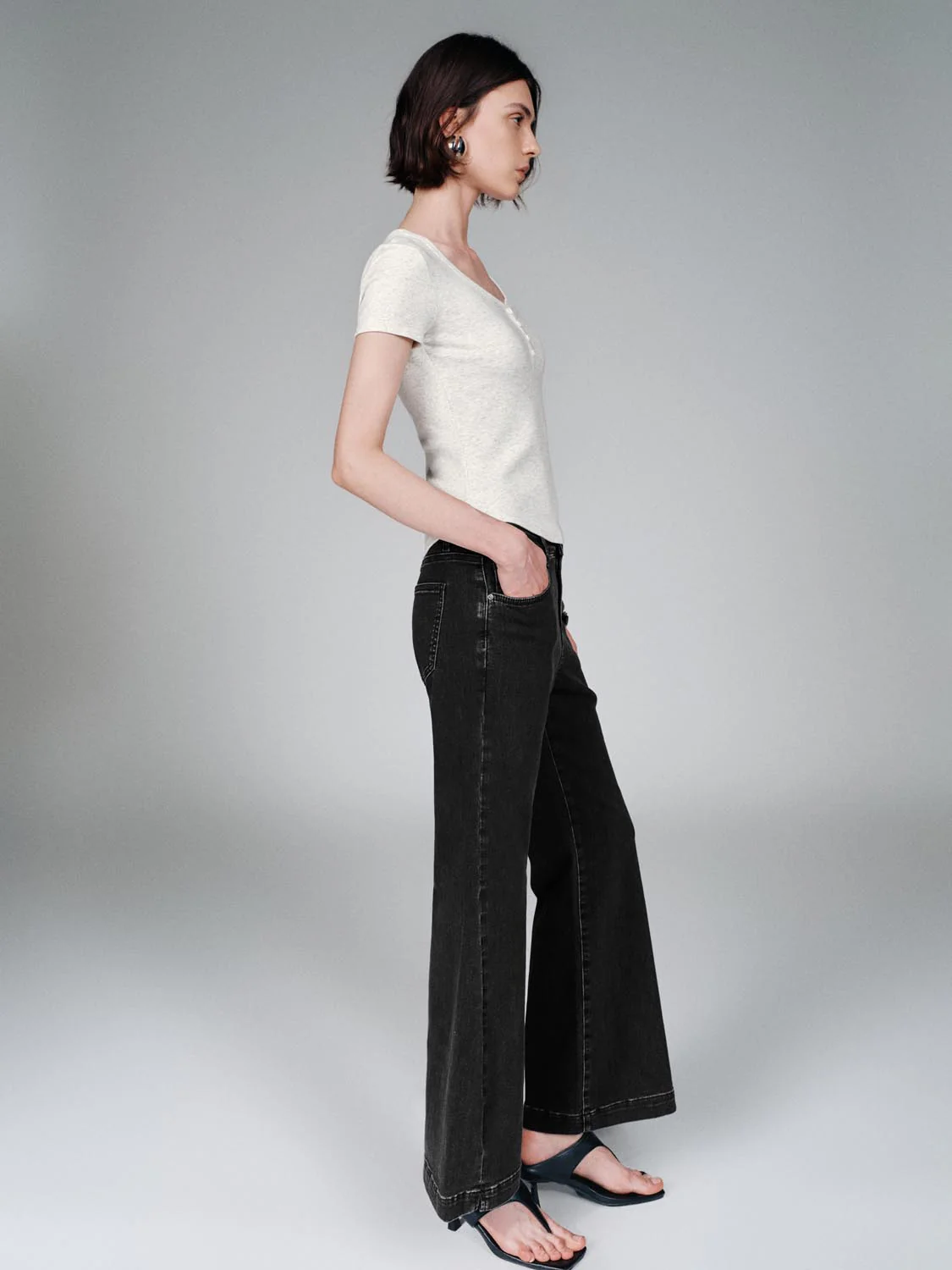 Henley Scoop Neck Skinny Fit T-Shirts - Image 5
