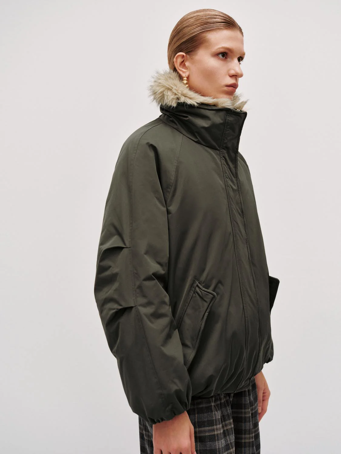 High Neck Bomber Down Jackets - Image 3