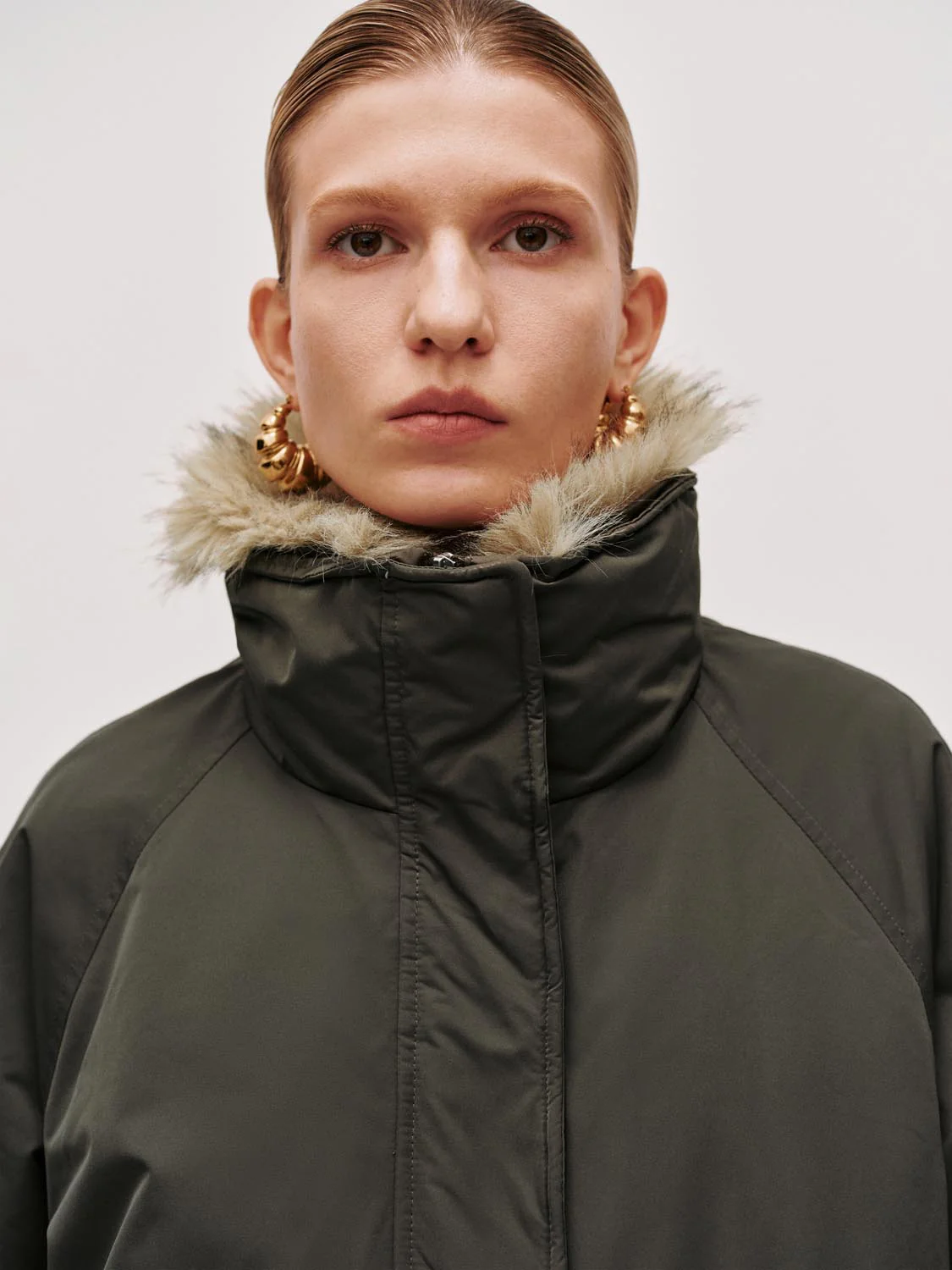 High Neck Bomber Down Jackets - Image 4